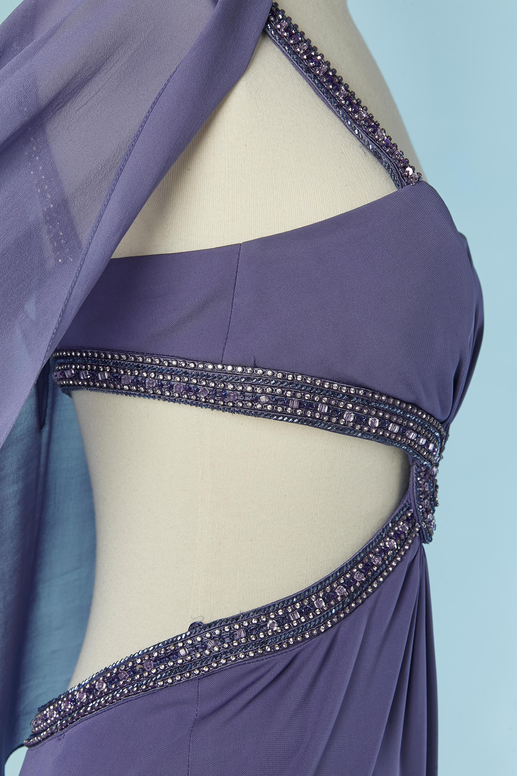 Robe de soirée violette avec châle Gai Mattiolo Excellent état - En vente à Saint-Ouen-Sur-Seine, FR