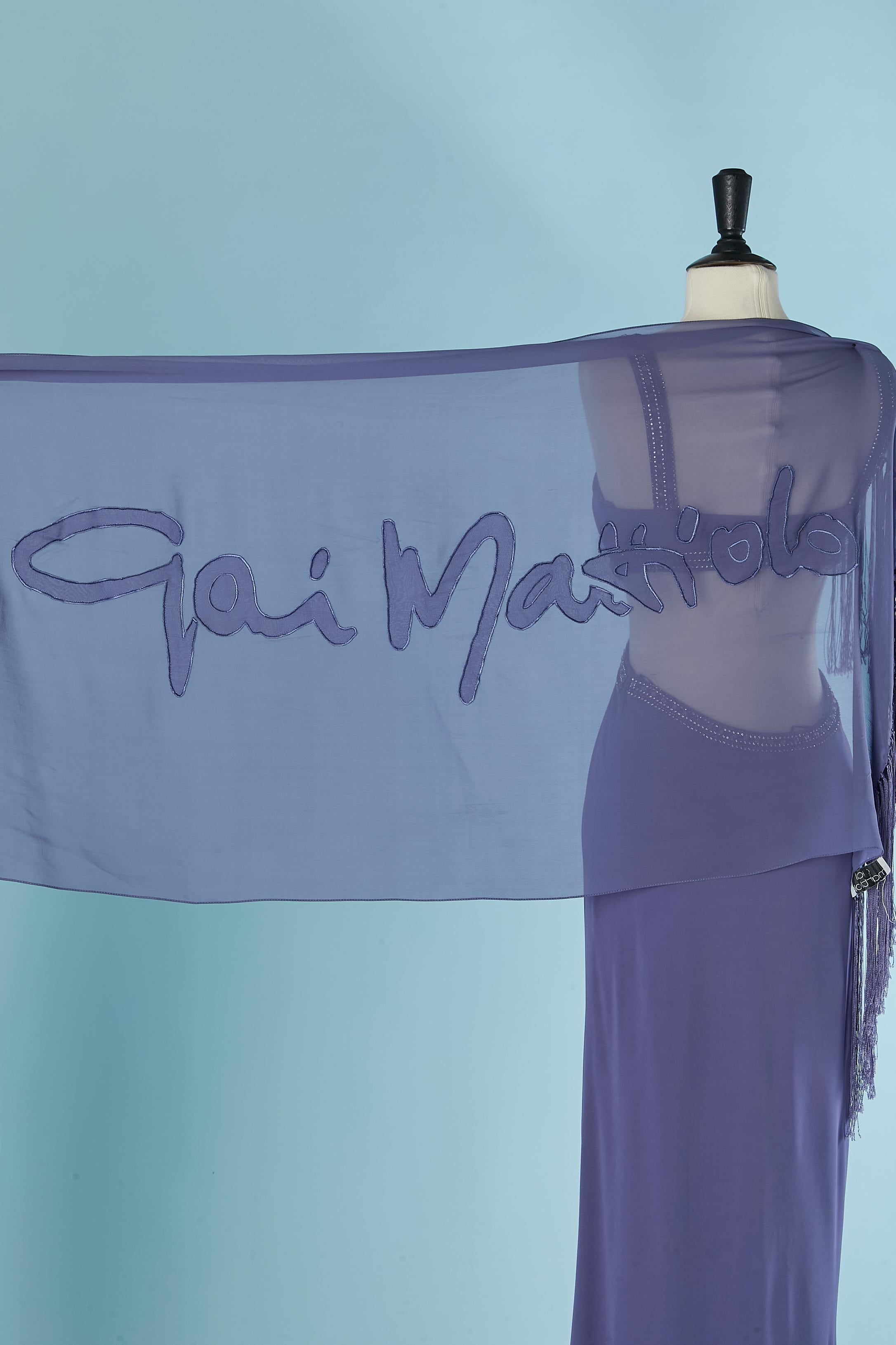 Robe de soirée violette avec châle Gai Mattiolo en vente 1