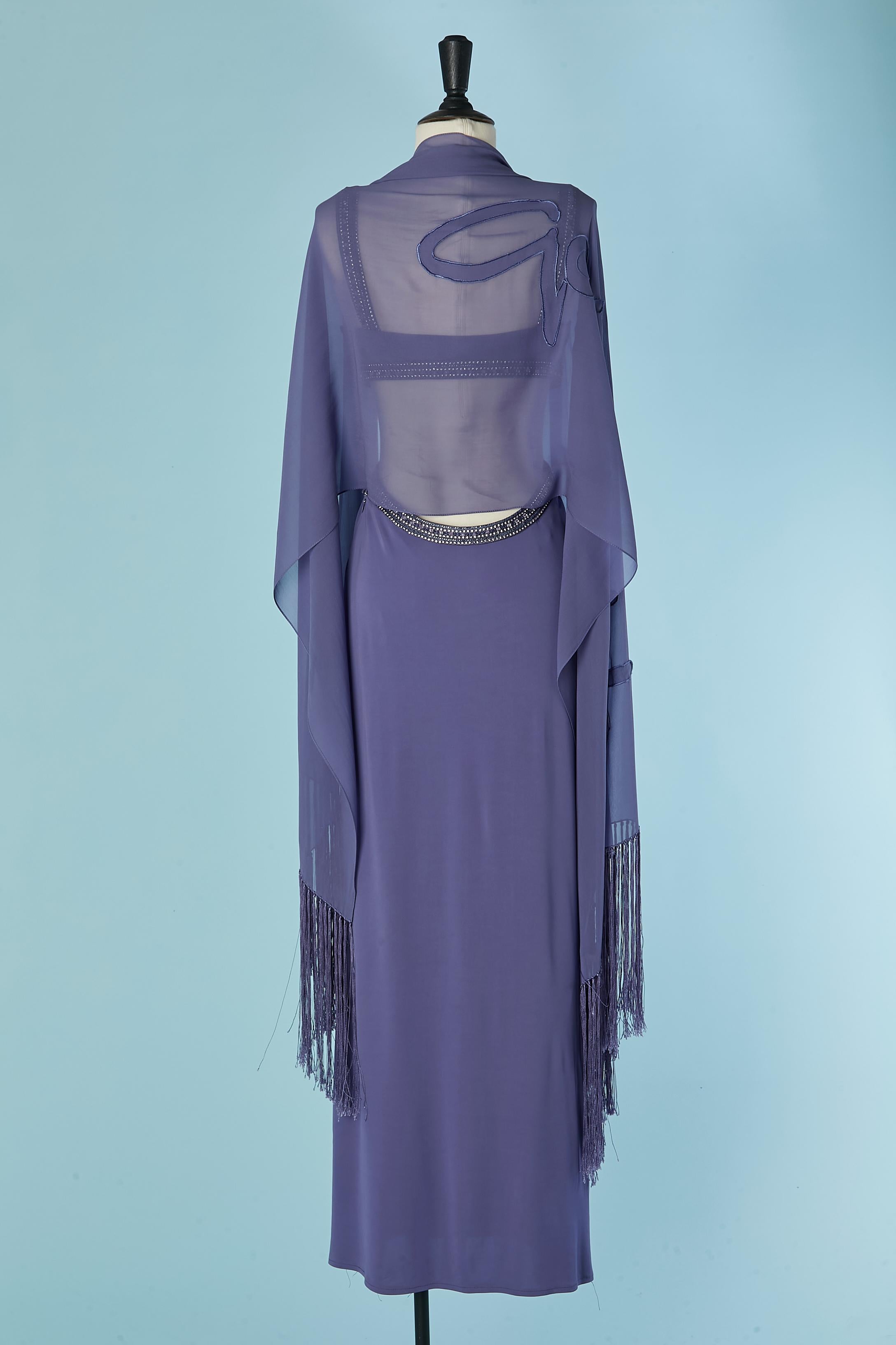 Robe de soirée violette avec châle Gai Mattiolo en vente 3