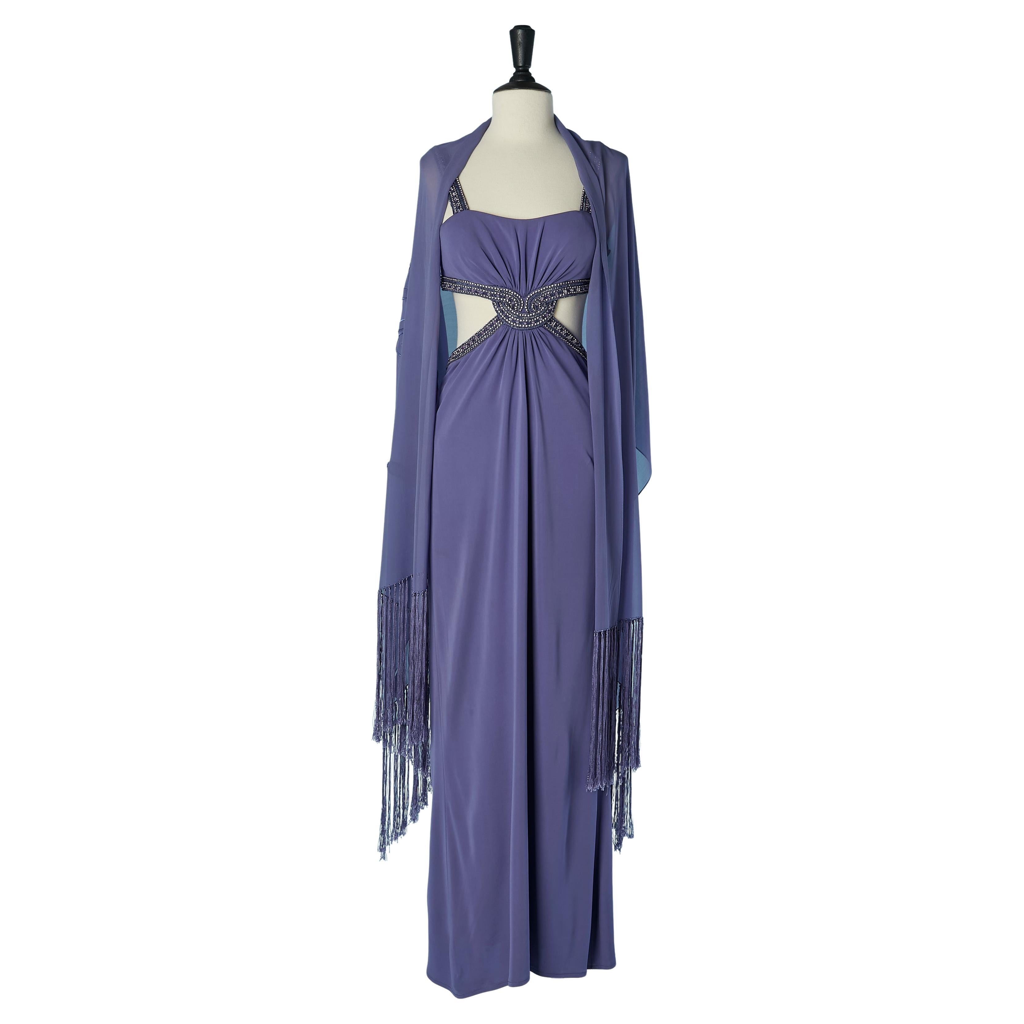 Robe de soirée violette avec châle Gai Mattiolo en vente