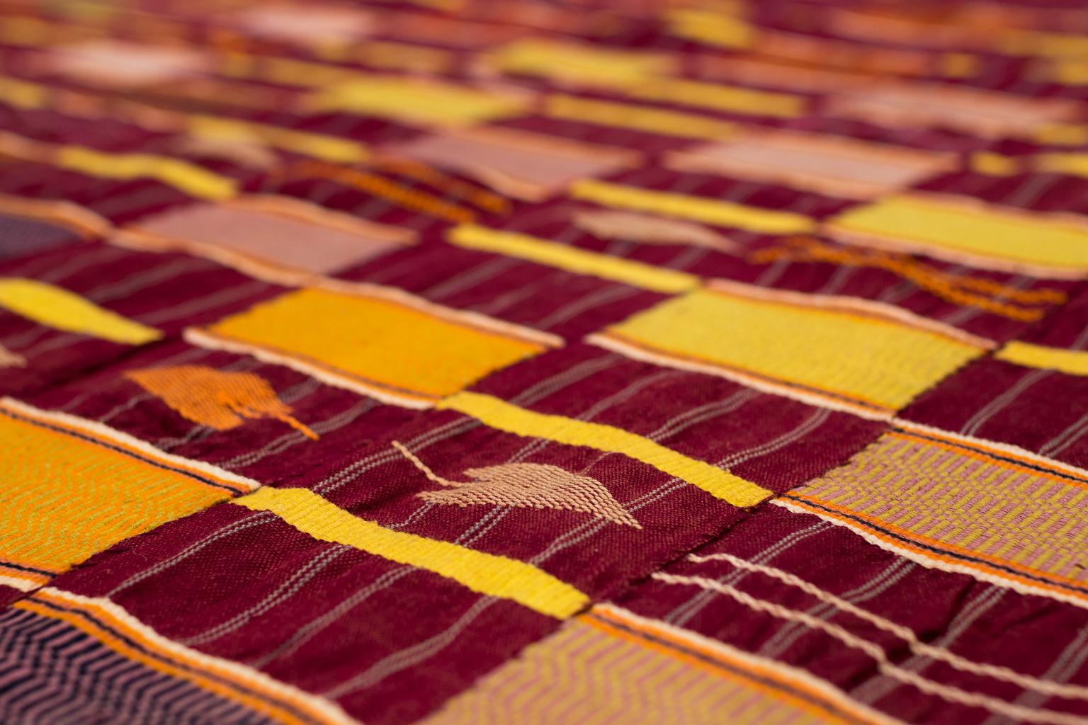 Cotton Purple Ewe Kente Cloth African Textile, Midcentury