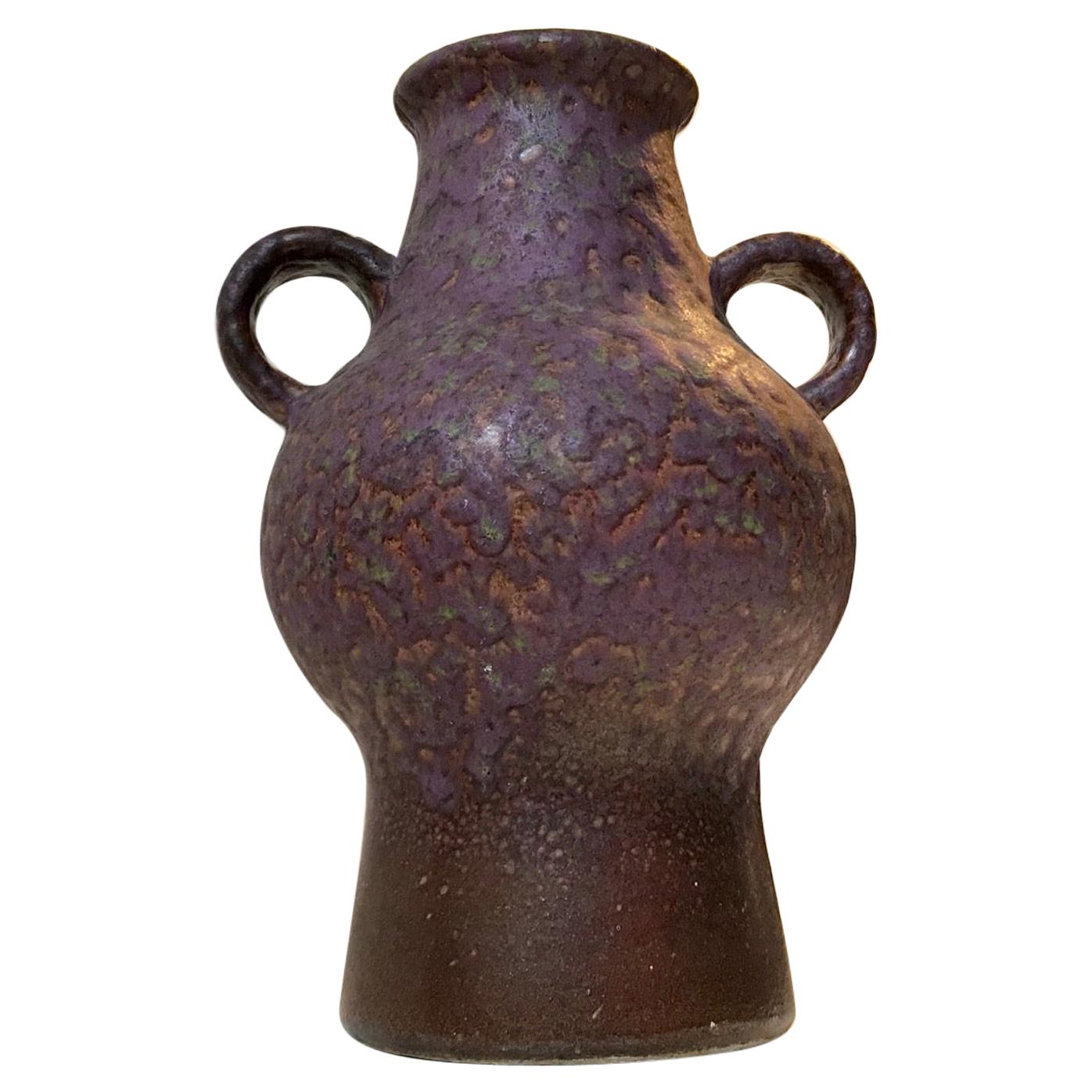 Vase en céramique Fatlava violette de Dmler & Breiden, Allemagne, 1970