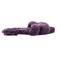 Used Purple Faux Fur Oran Sandals Size EU 39.5