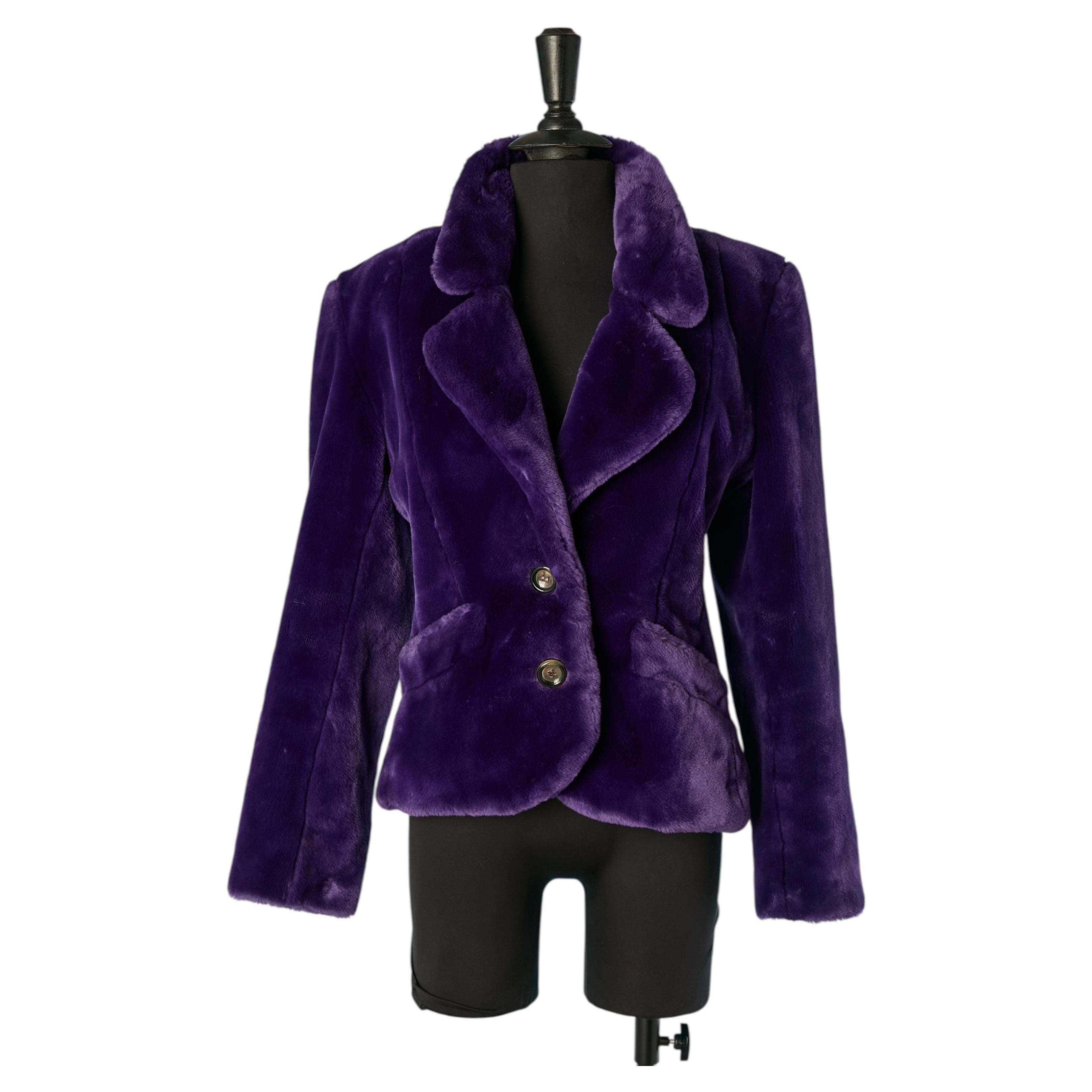 Purple Faux-Fur single breasted jacket YVES SAINT LAURENT VARIATION