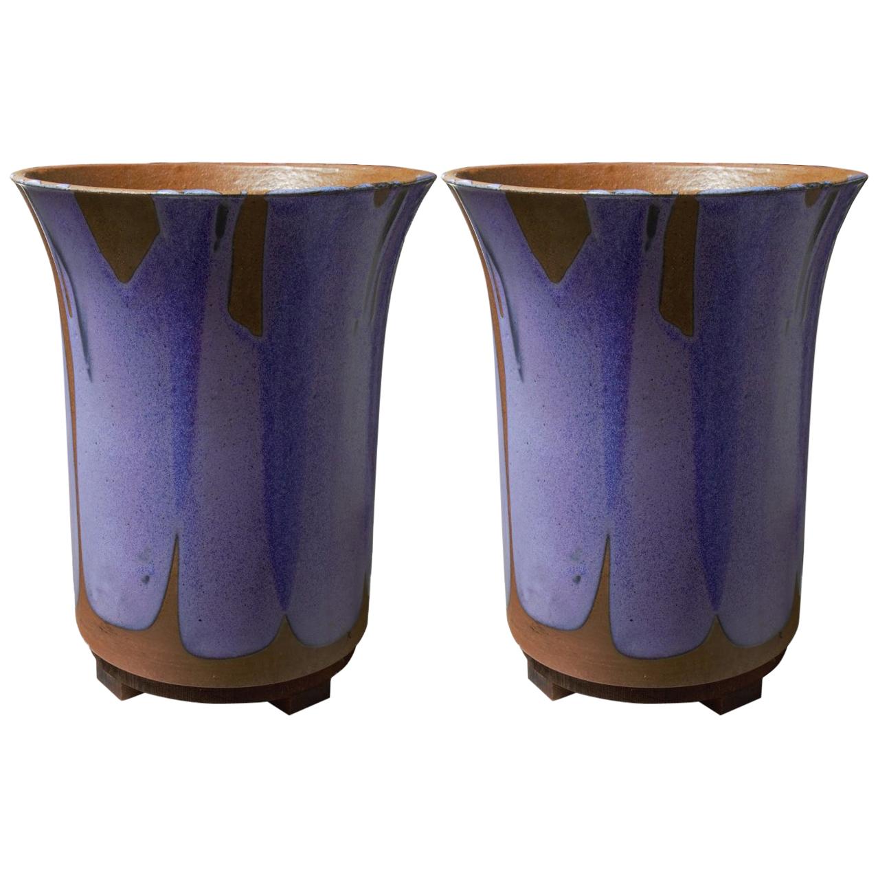 Purple Flame, Glazed Indoor Planters by David Cressey For Sale