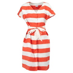 Armani Collezioni Red & White Striped Belted Mini Dress Size M