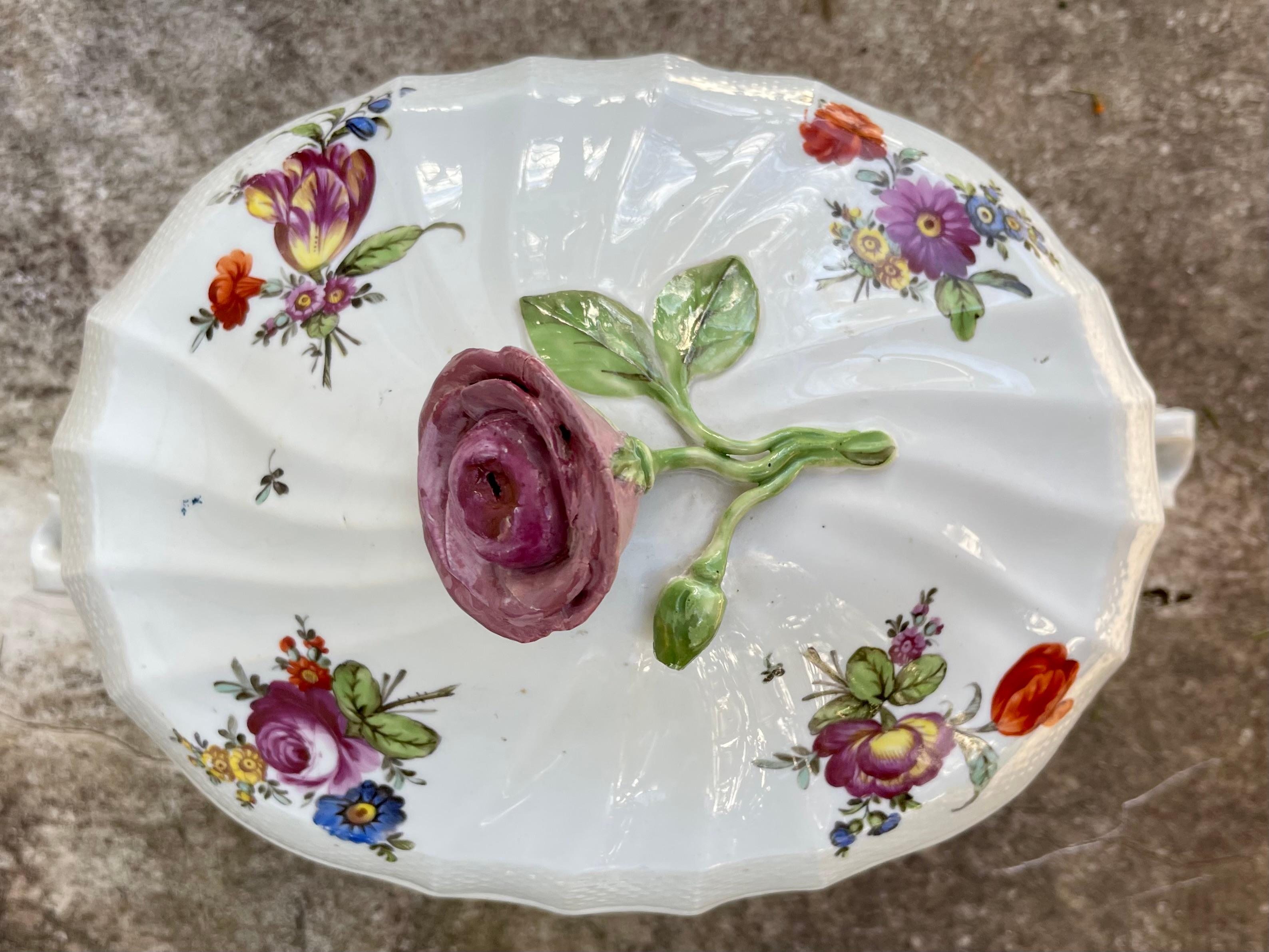 19th Century Purple Floral Tureen  For Sale