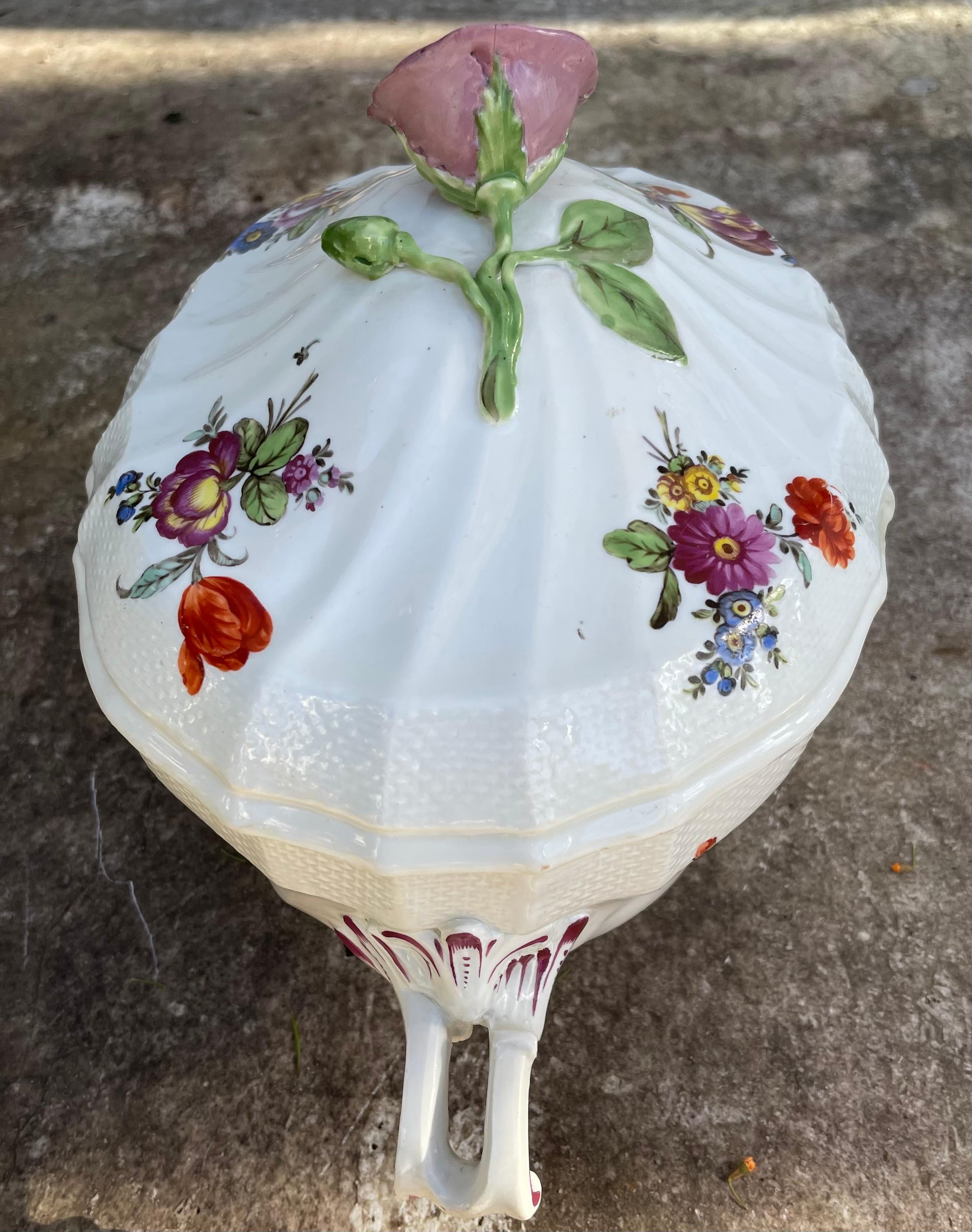 Faience Purple Floral Tureen  For Sale