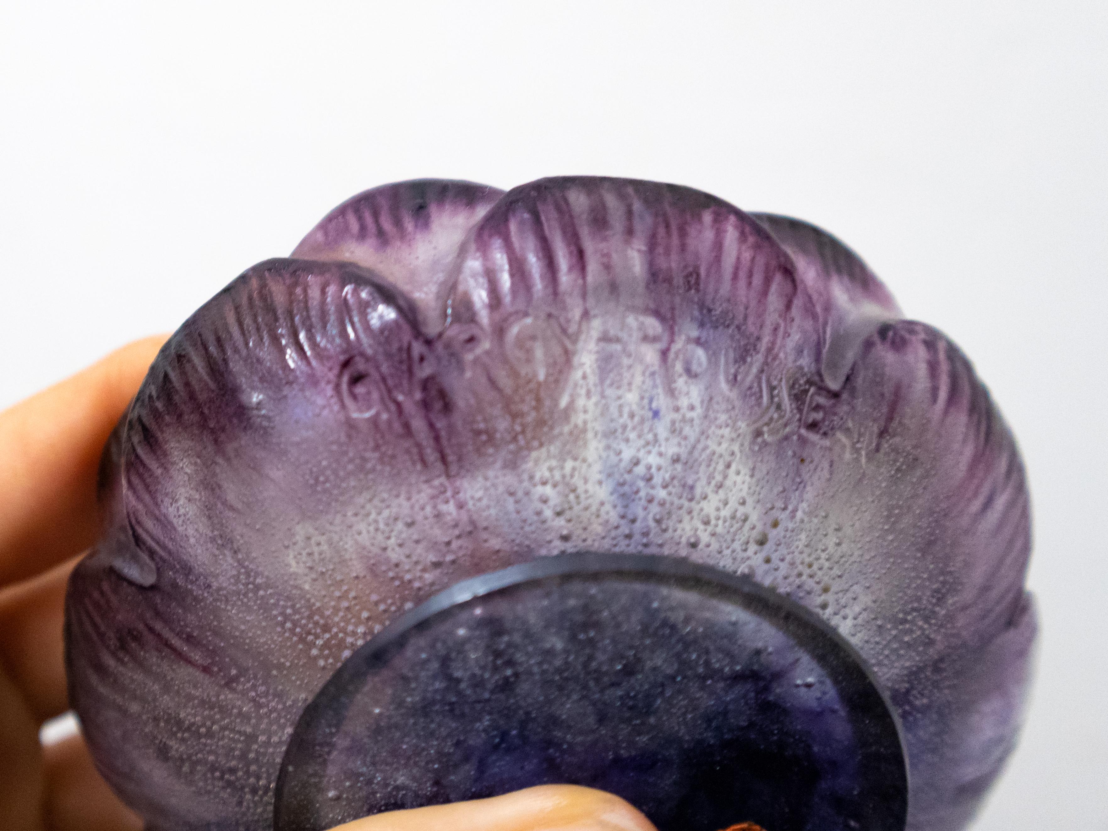 Purple Flower Glass Bowl by Gabriel Argy Rousseau, 1924 For Sale 6