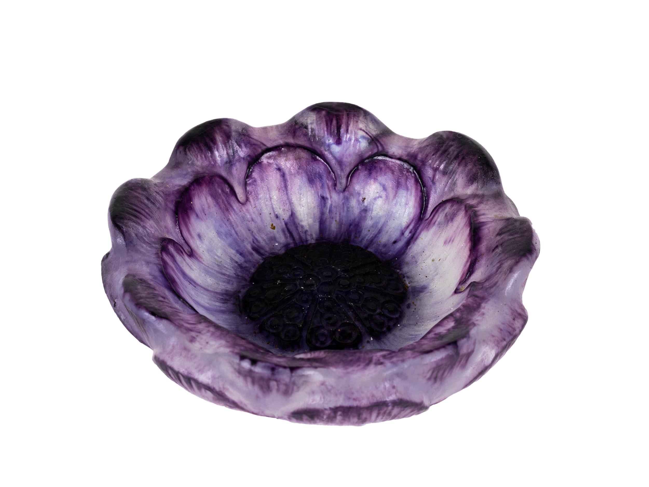 Art Nouveau Purple Flower Glass Bowl by Gabriel Argy Rousseau, 1924 For Sale