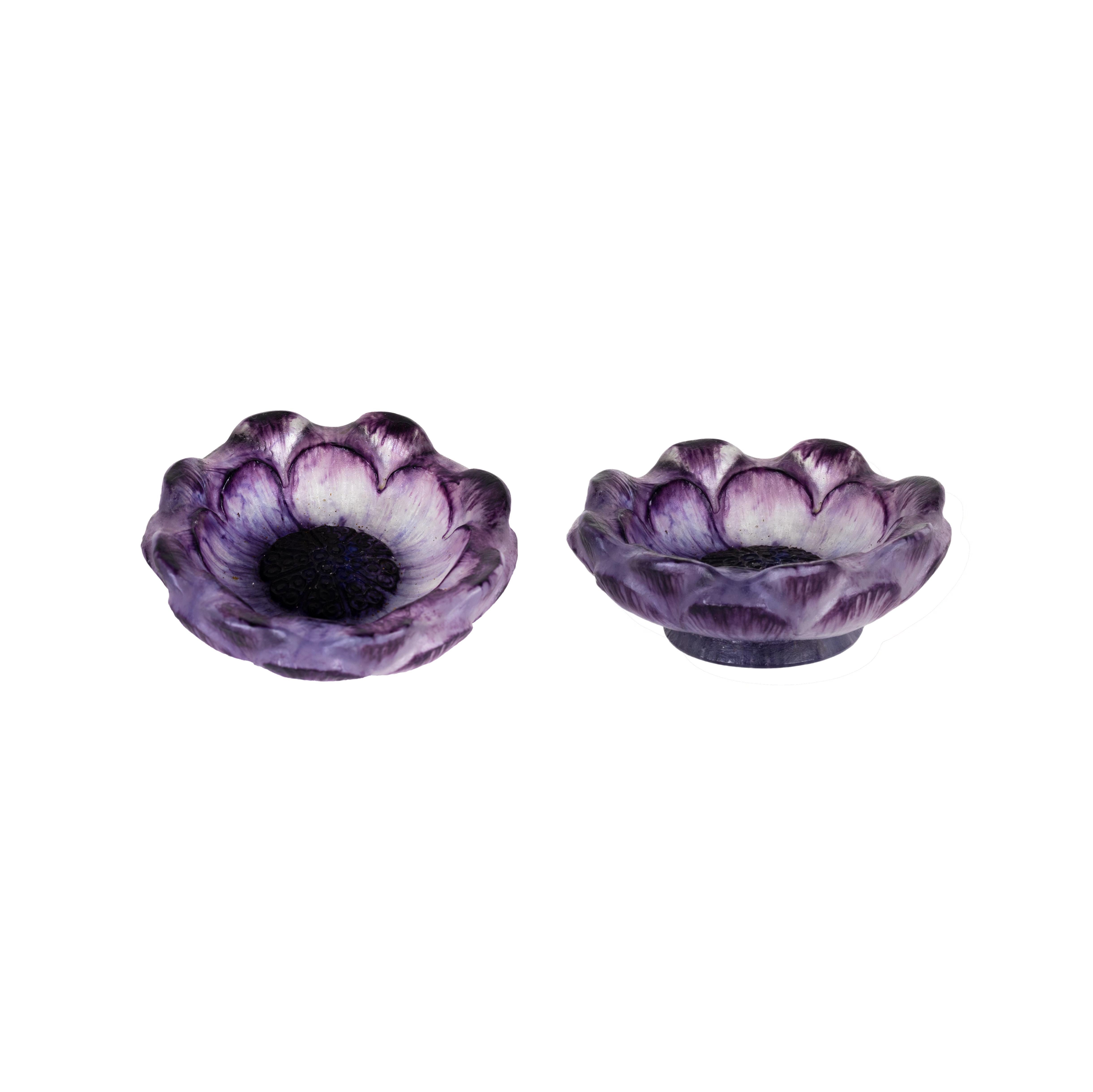 Purple Flower Glass Bowl by Gabriel Argy Rousseau, 1924 For Sale 1