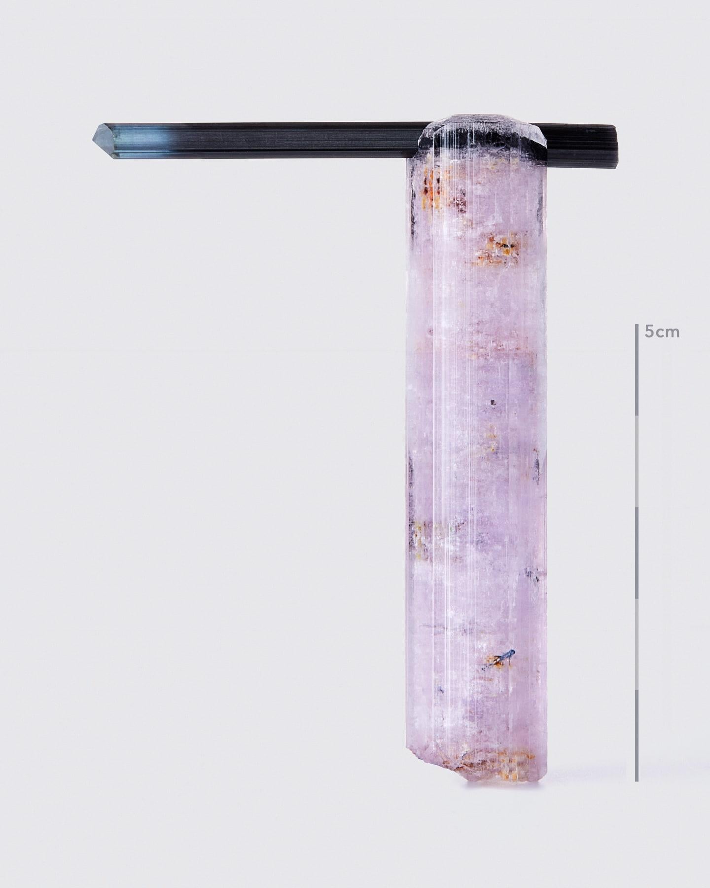 Brésilien Fluorapatite violette avec tourmaline, champ de pegmatites de Golconda, Brésil en vente