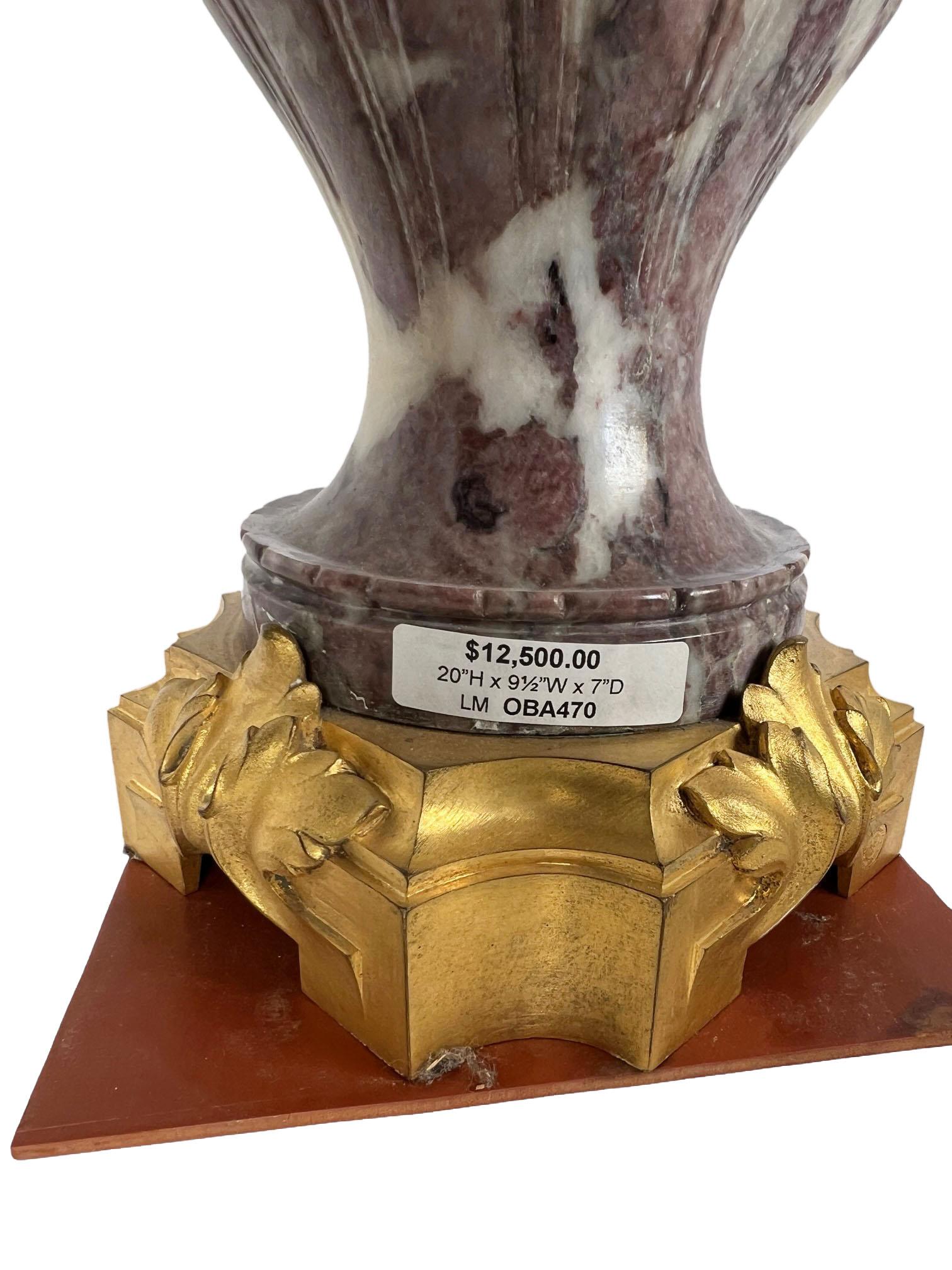 F. Rambaud Signed Late 19th Century Purple Fluted Marble Urn With Lid For Sale 2