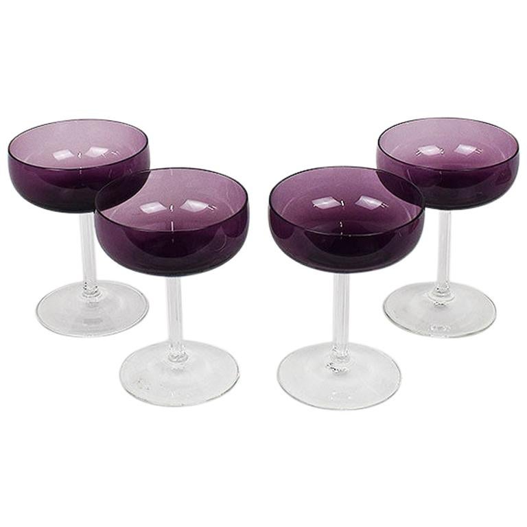 Purple Fostoria Crystal Stemware Champagne Coup Glasses, Set of 4 at  1stDibs | fostoria glasses, purple stemware, purple fostoria glassware