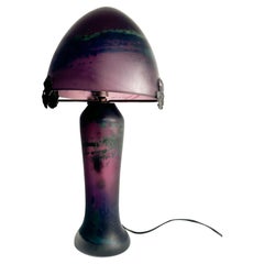 Purple French Pâte De Verre Table Lamp 1950s
