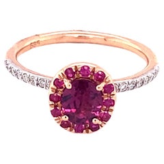 Purple Garnet and Diamond Solitaire Ring, Natural Gemstone Solitaire Ring Gold