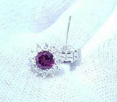 Purple Garnet And Topaz Combination Cluster Earring In 925 Sterling Silver Gift.