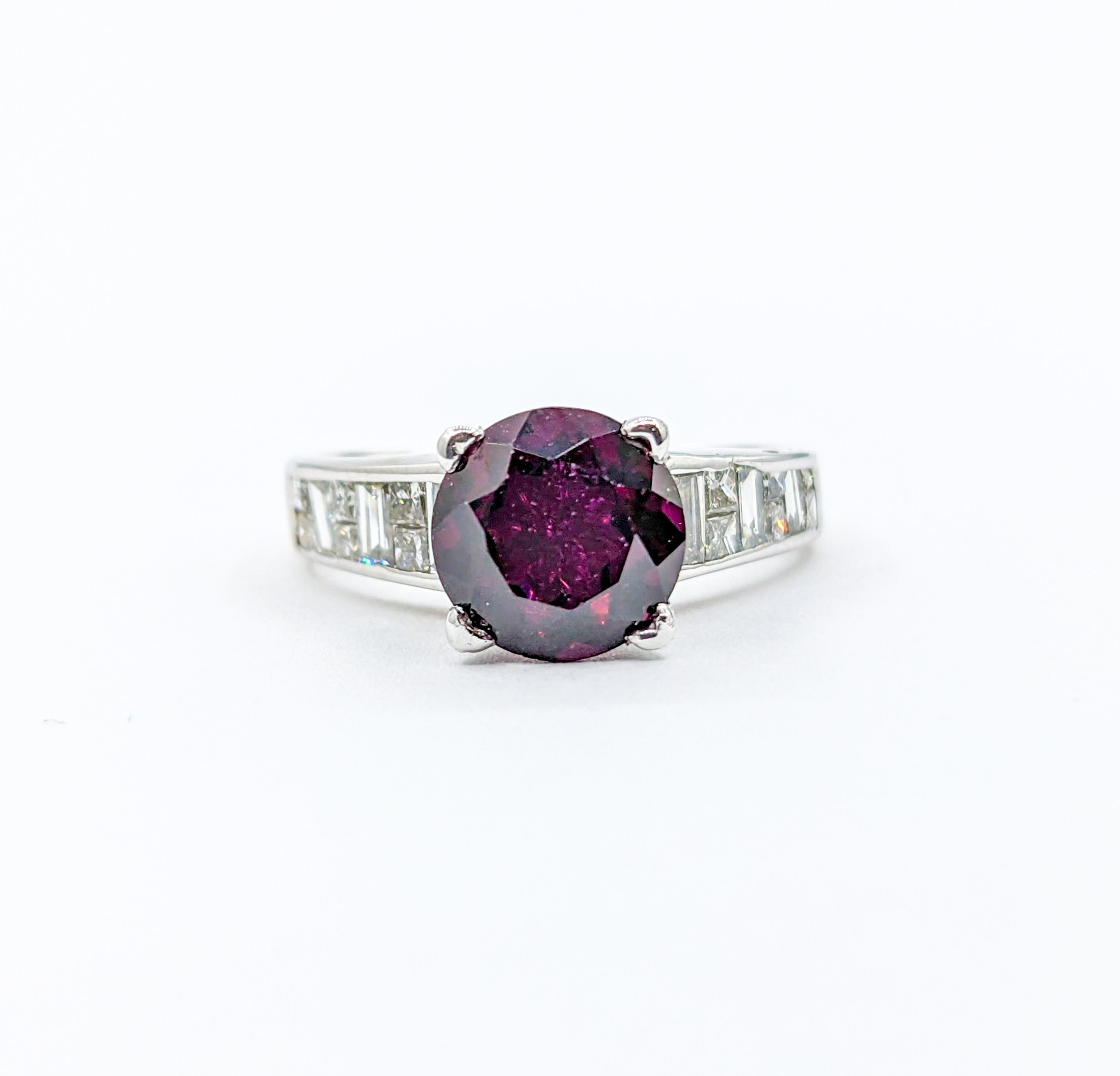 Purple Garnet & Diamond Ring in White Gold For Sale 5