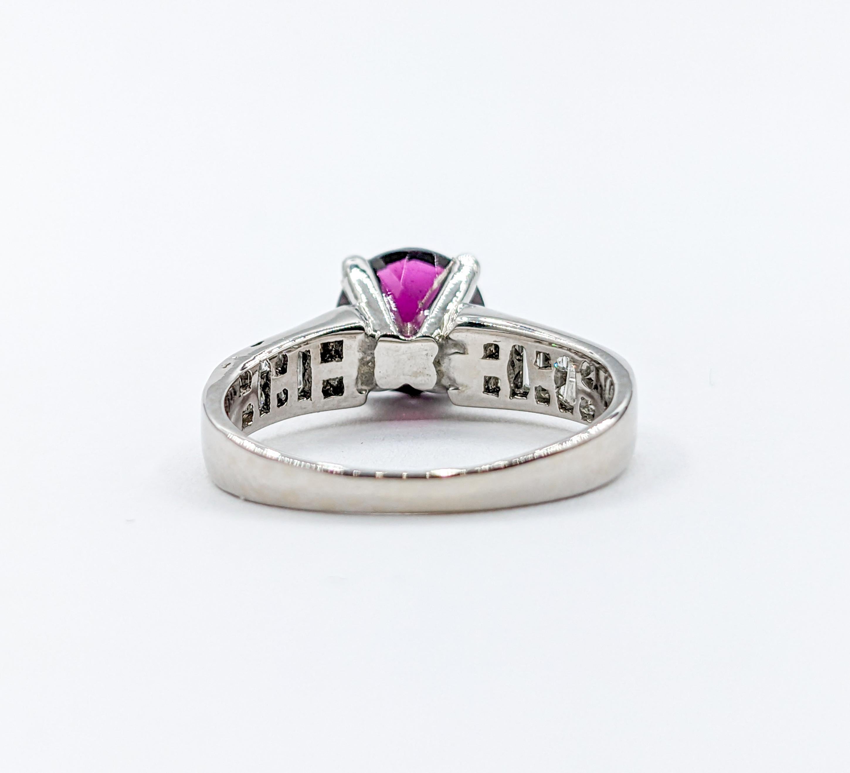 Purple Garnet & Diamond Ring in White Gold For Sale 3