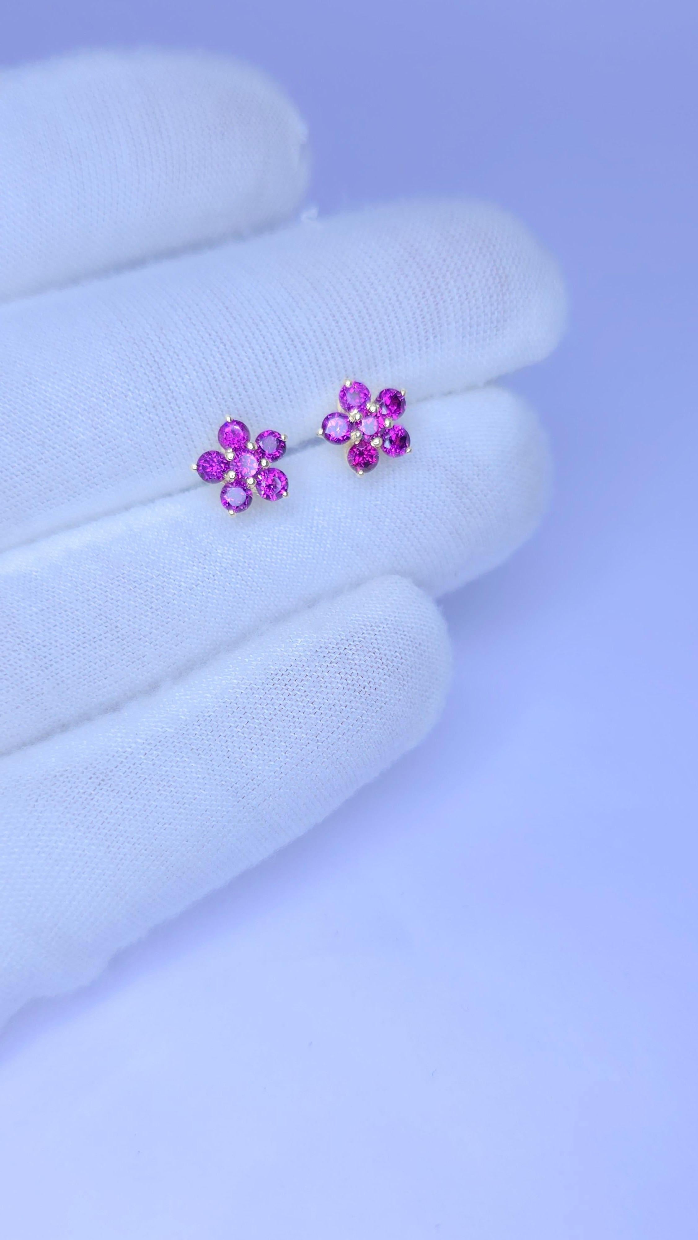 Granato viola  orecchini con granato rodolite in argento 925 in vendita 5