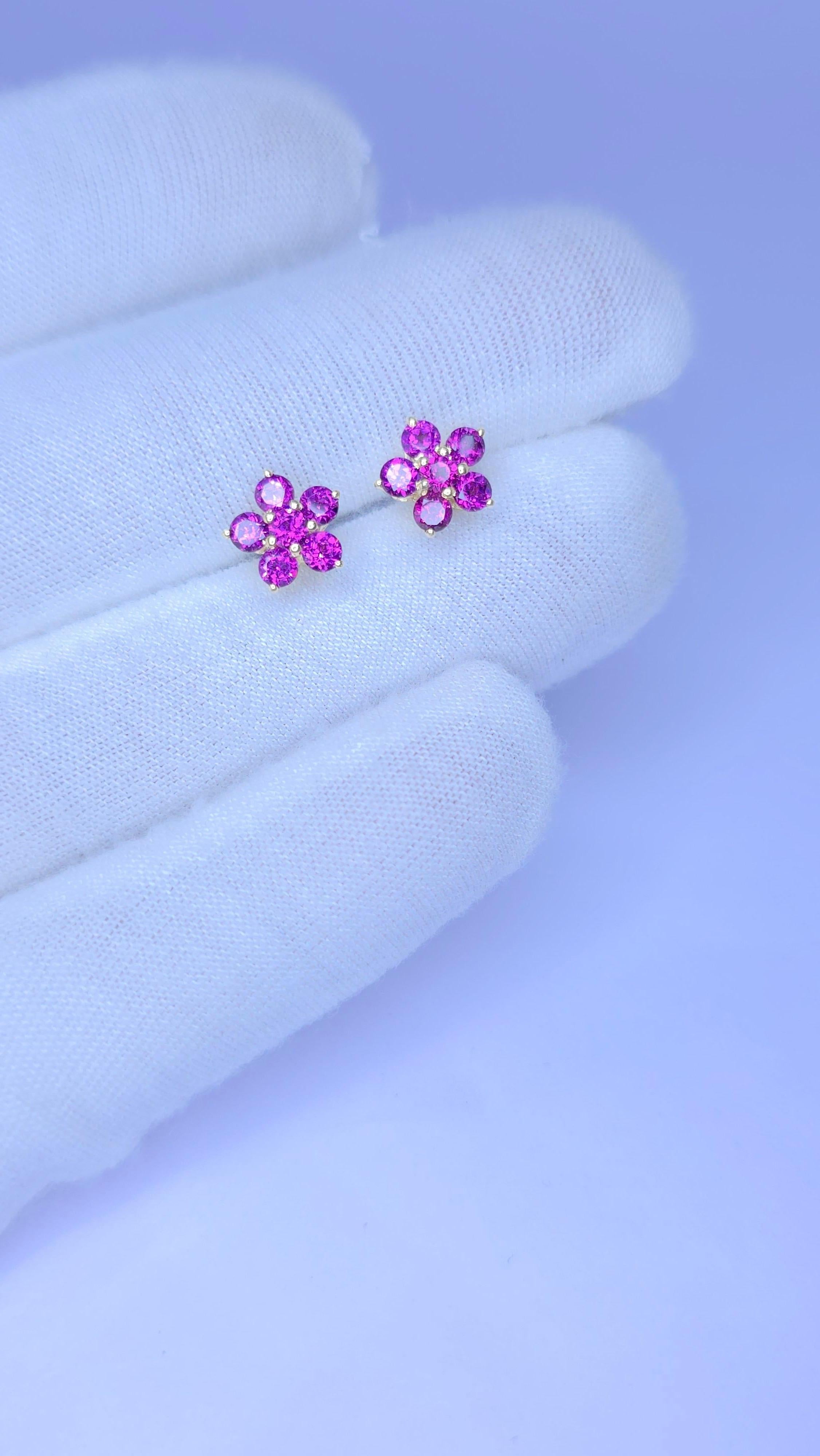 Granato viola  orecchini con granato rodolite in argento 925 in vendita 6