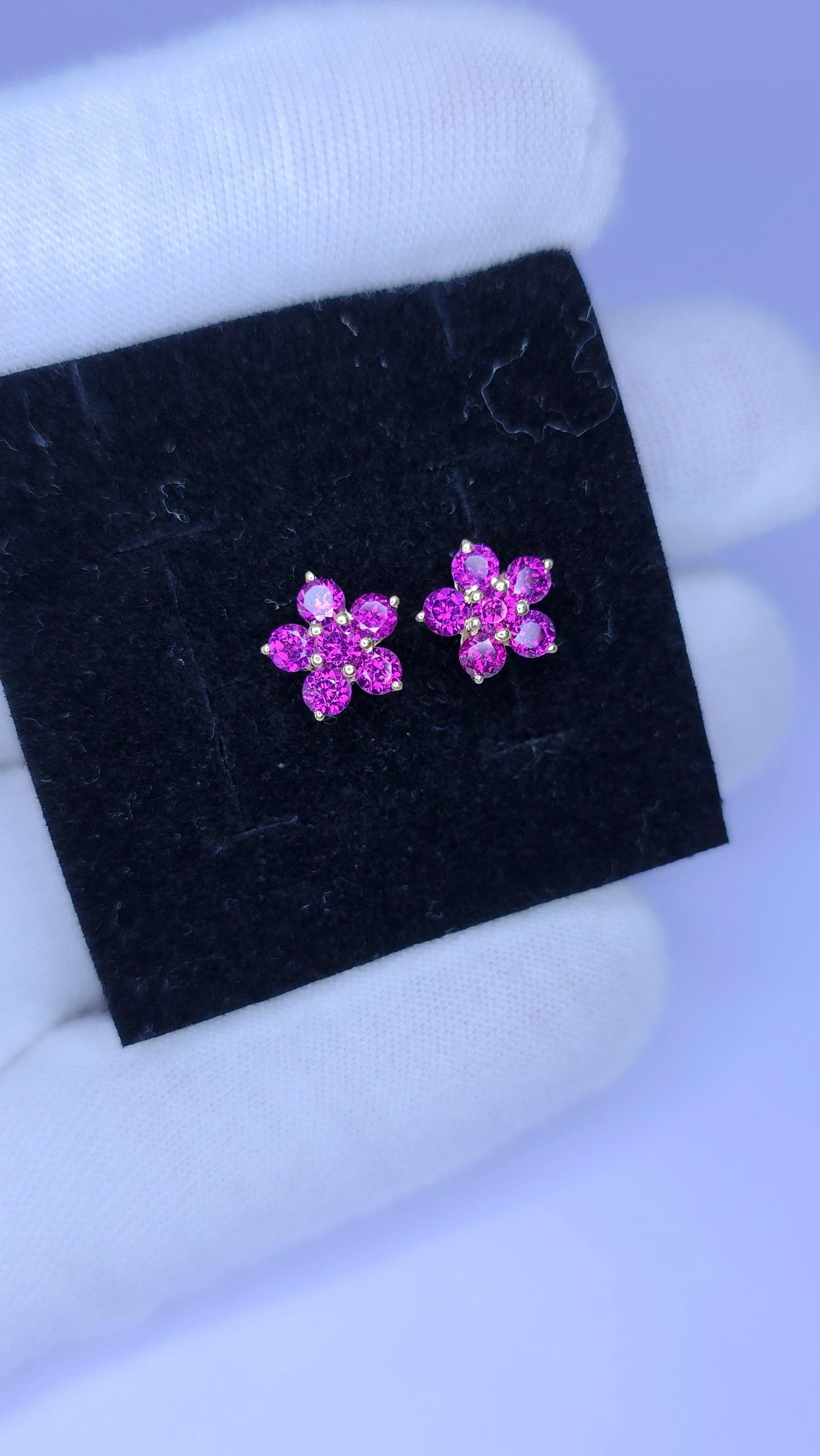 Granato viola  orecchini con granato rodolite in argento 925 in vendita 9