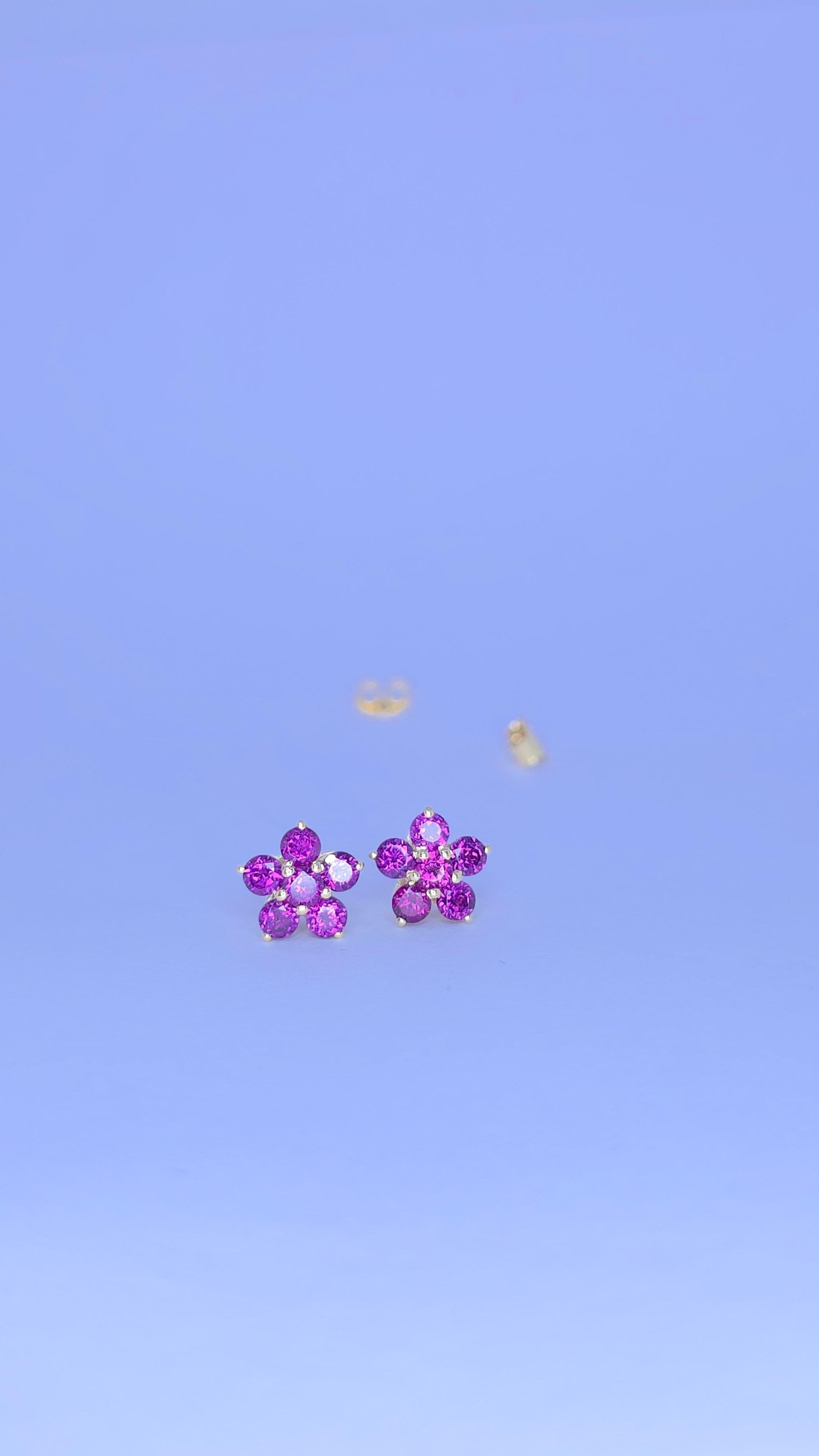 Taglio brillante Granato viola  orecchini con granato rodolite in argento 925 in vendita
