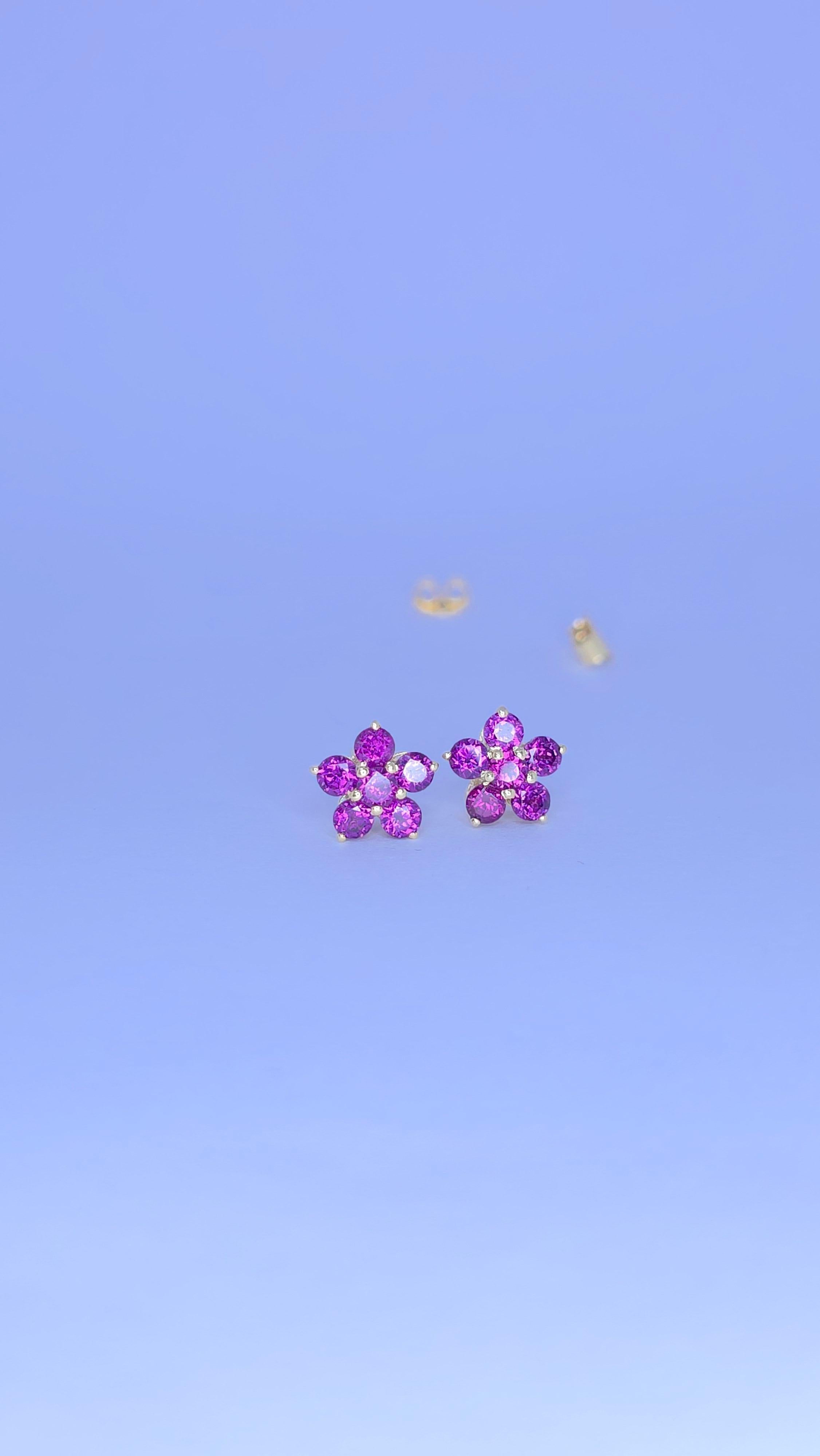 Granato viola  orecchini con granato rodolite in argento 925 in vendita 1