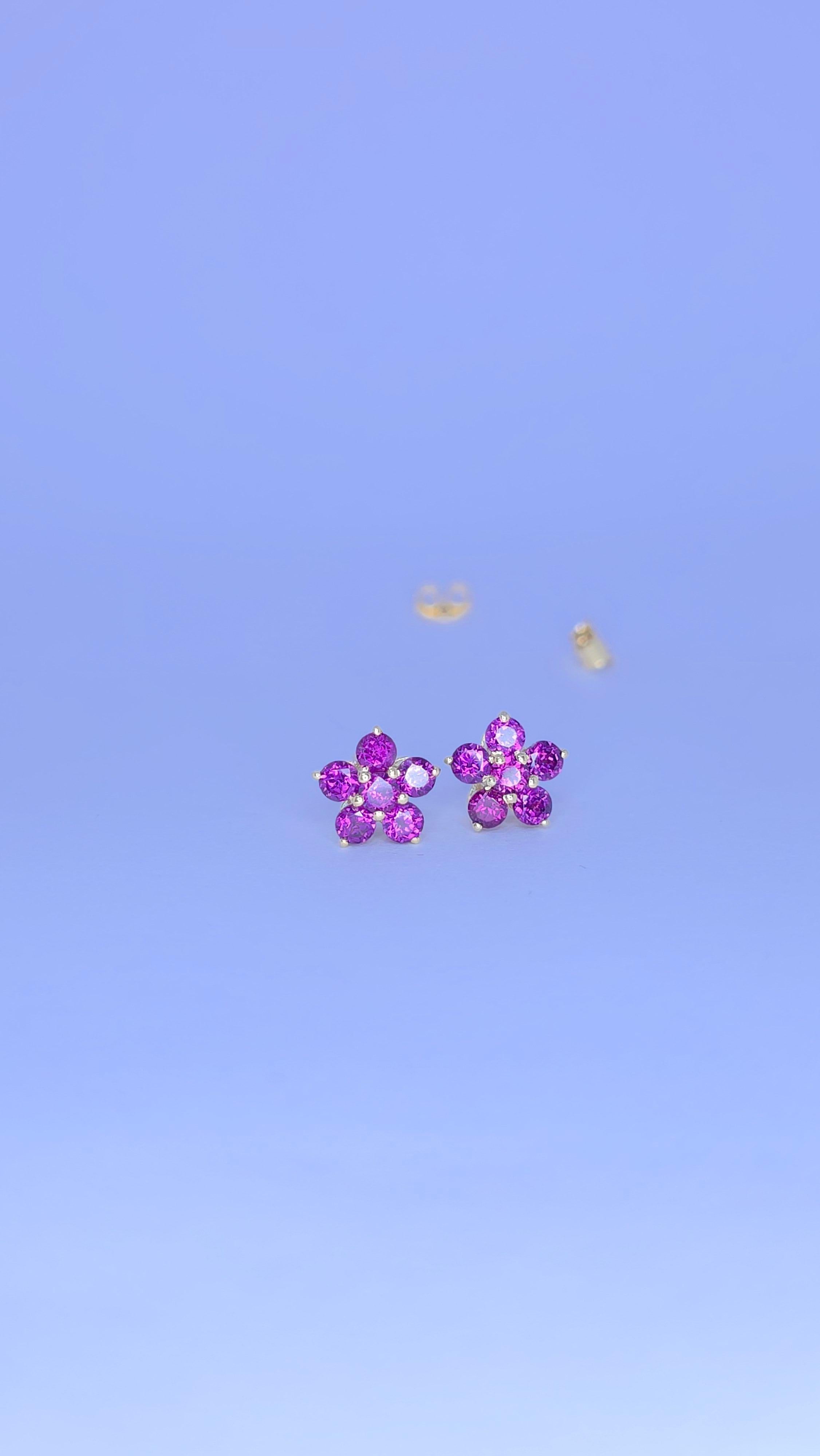 Granato viola  orecchini con granato rodolite in argento 925 in vendita 2