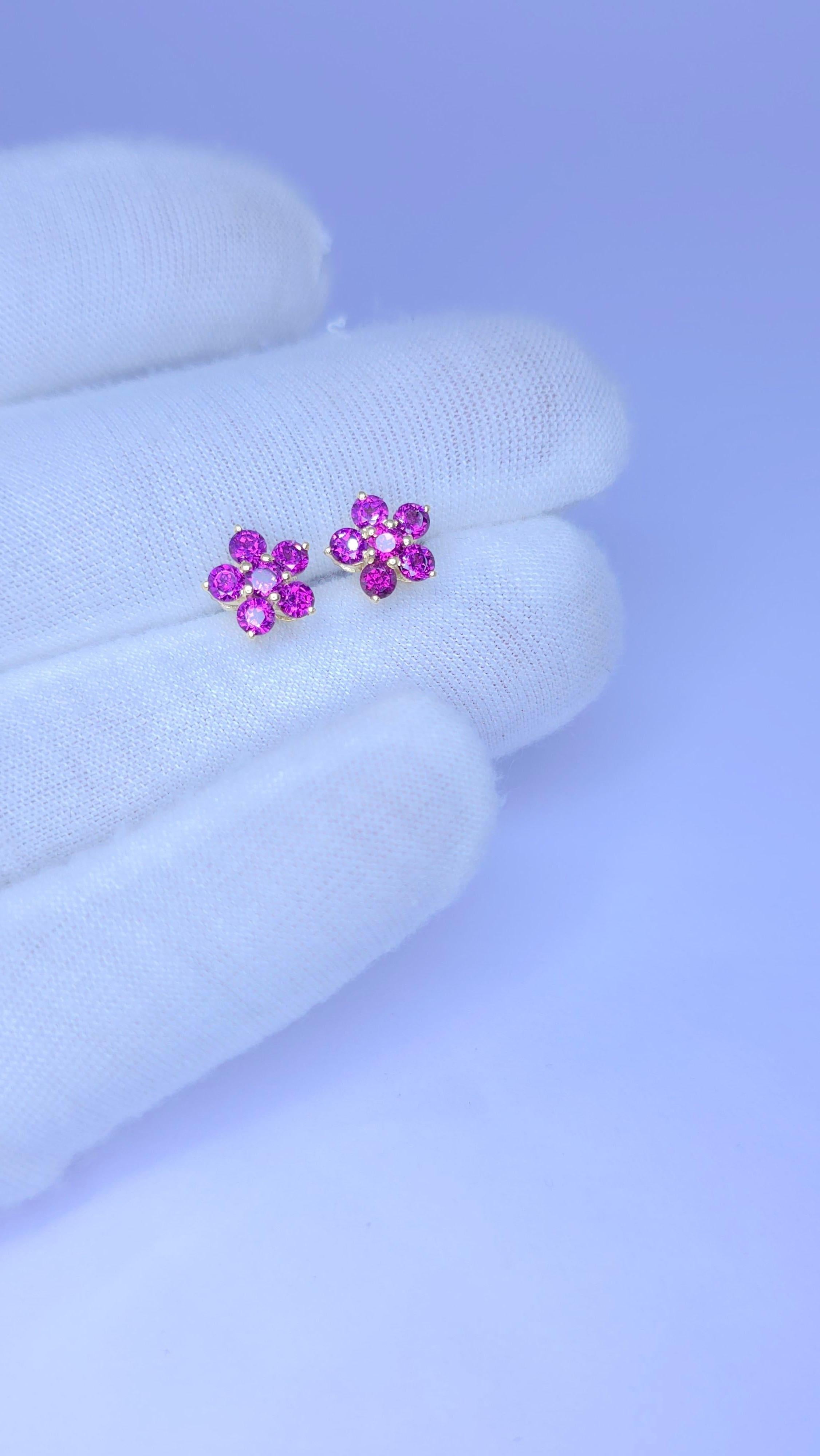 Granato viola  orecchini con granato rodolite in argento 925 in vendita 3