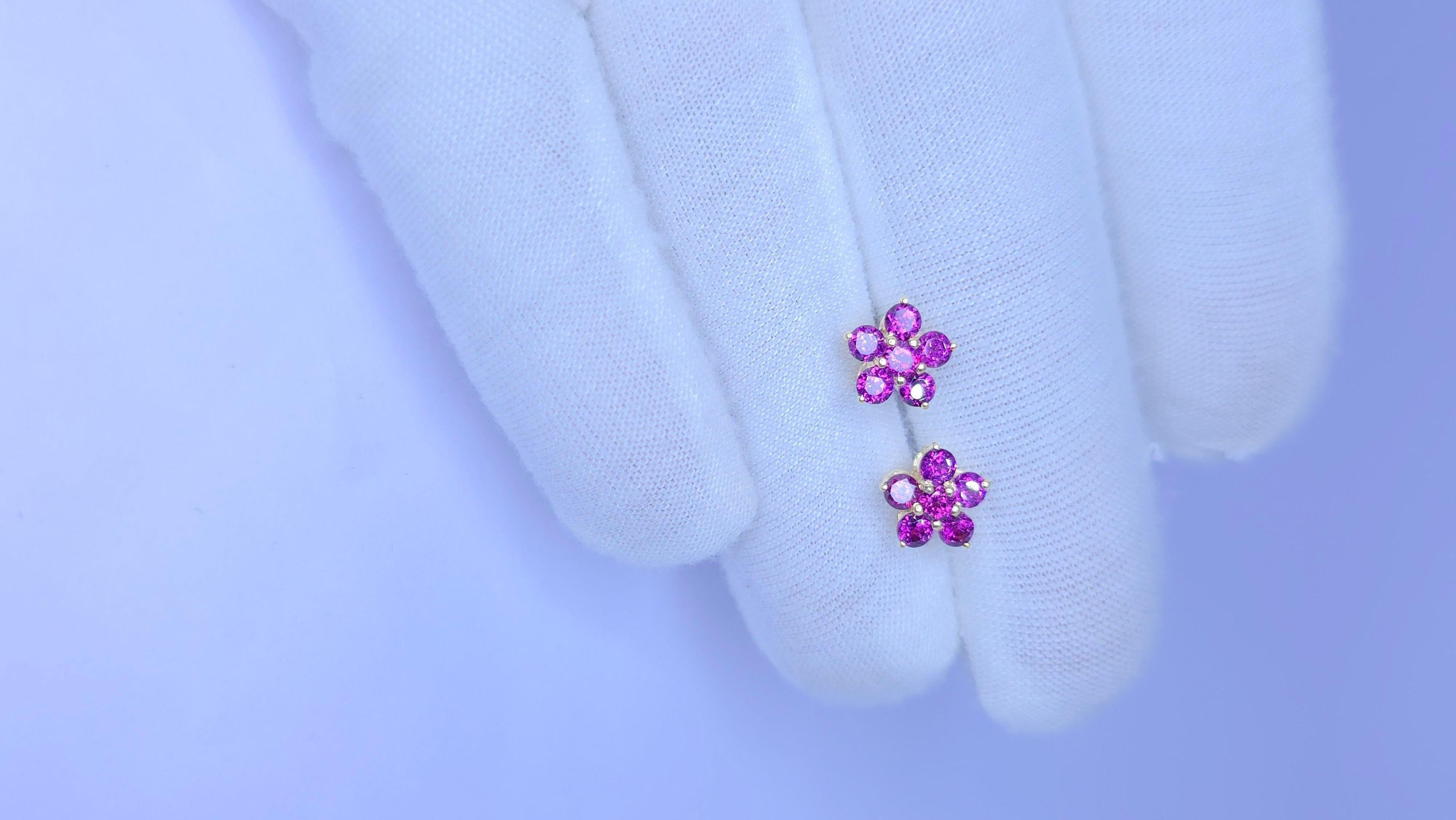 Granato viola  orecchini con granato rodolite in argento 925 in vendita 4
