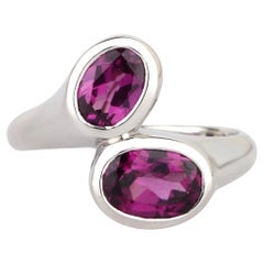 Purple Garnet Ring 2 Carats Sterling Silver