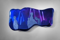 Lampada da parete / Sconce / Scultura della generazione viola di Eduard Locota, resina e carbone