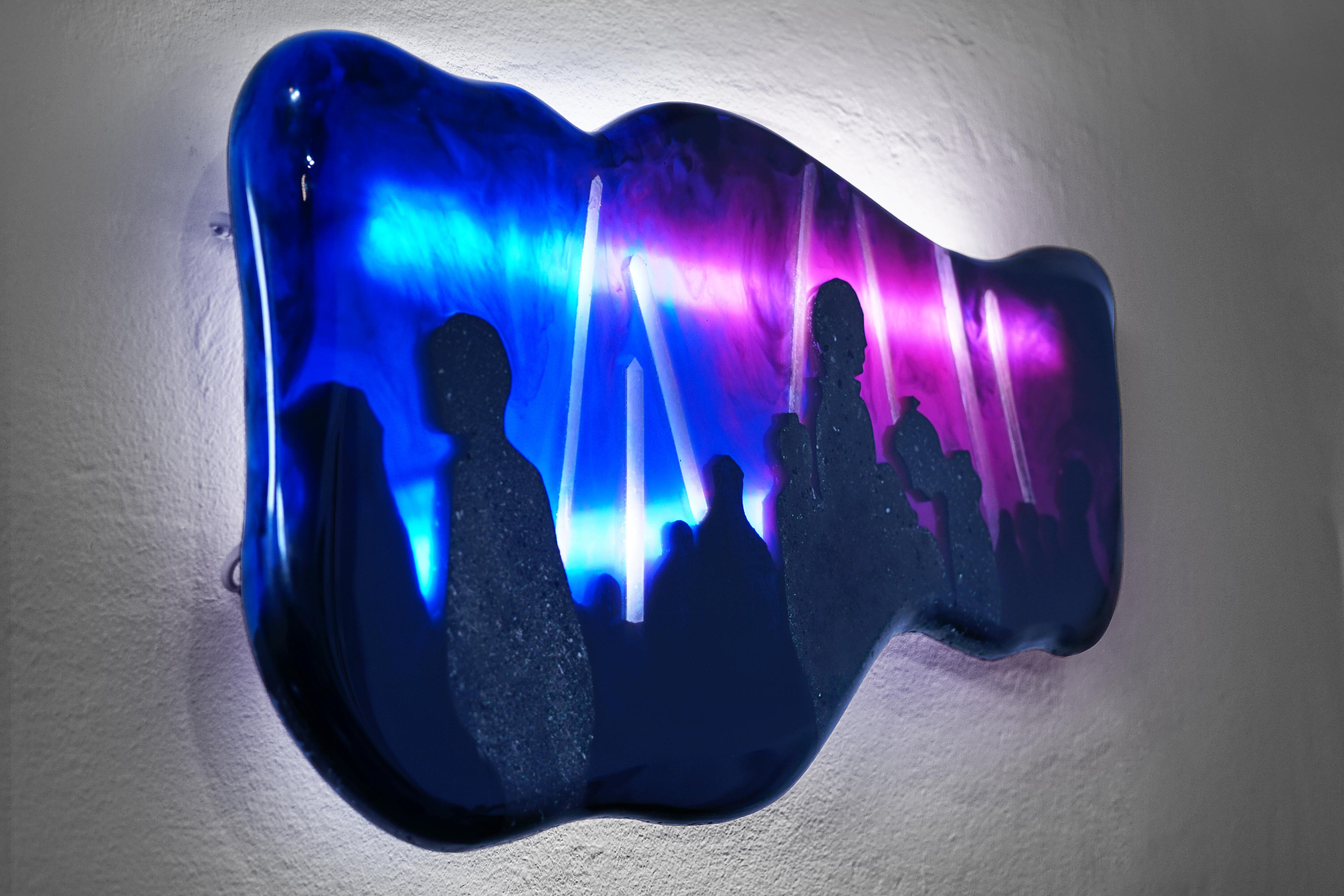Purple generation Wall Lamp / Sconce / Sculpture by Eduard Locota, Resin & Coal In New Condition For Sale In Timisoara, RO