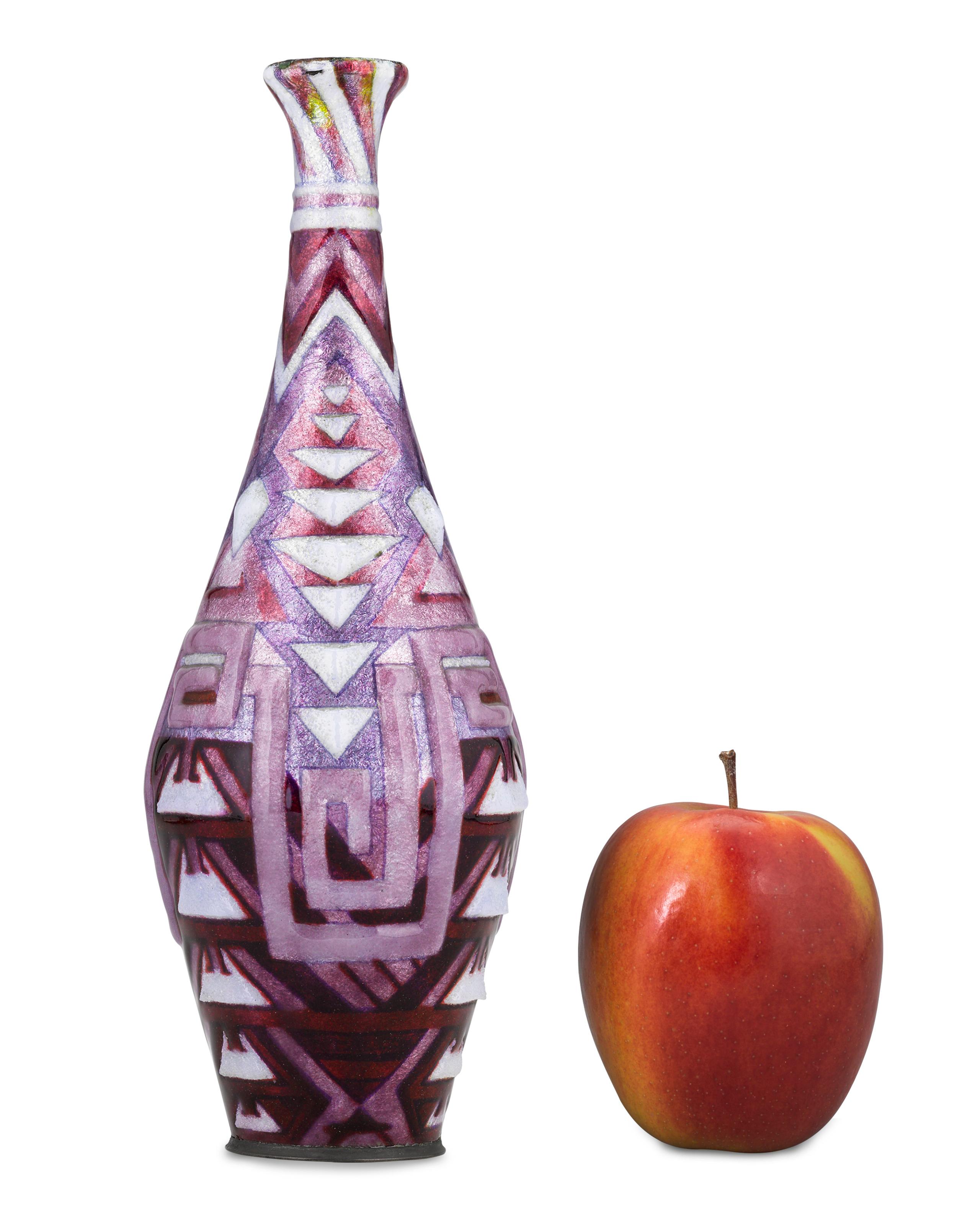 Art Deco Purple Geometric Vase by Camille Fauré