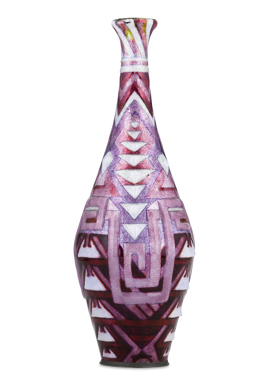 French Purple Geometric Vase by Camille Fauré