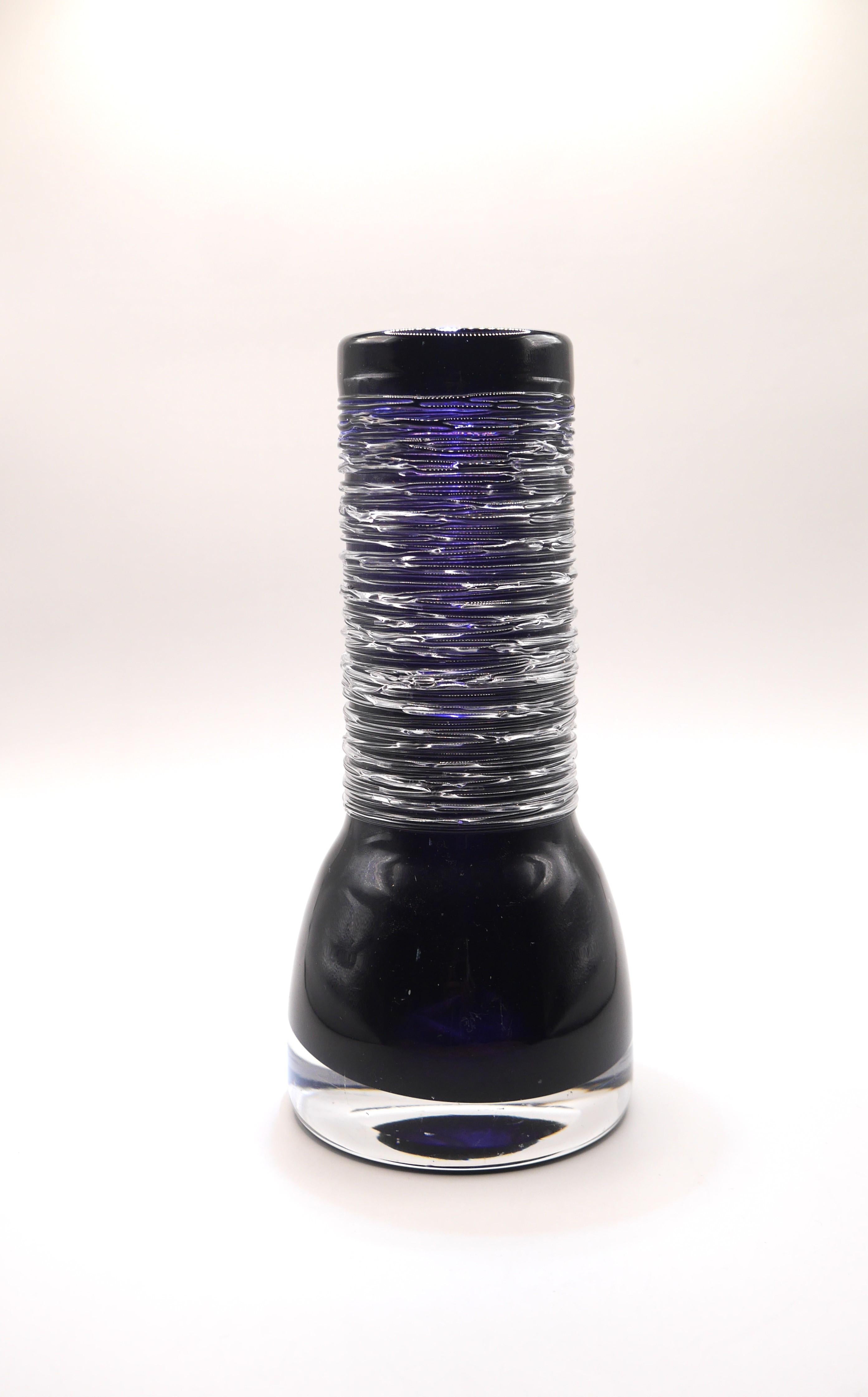 Purple Glass Vase by Bengt Edenfalk for Skruf, Sweden, 1970s, Signed and Dated For Sale 1
