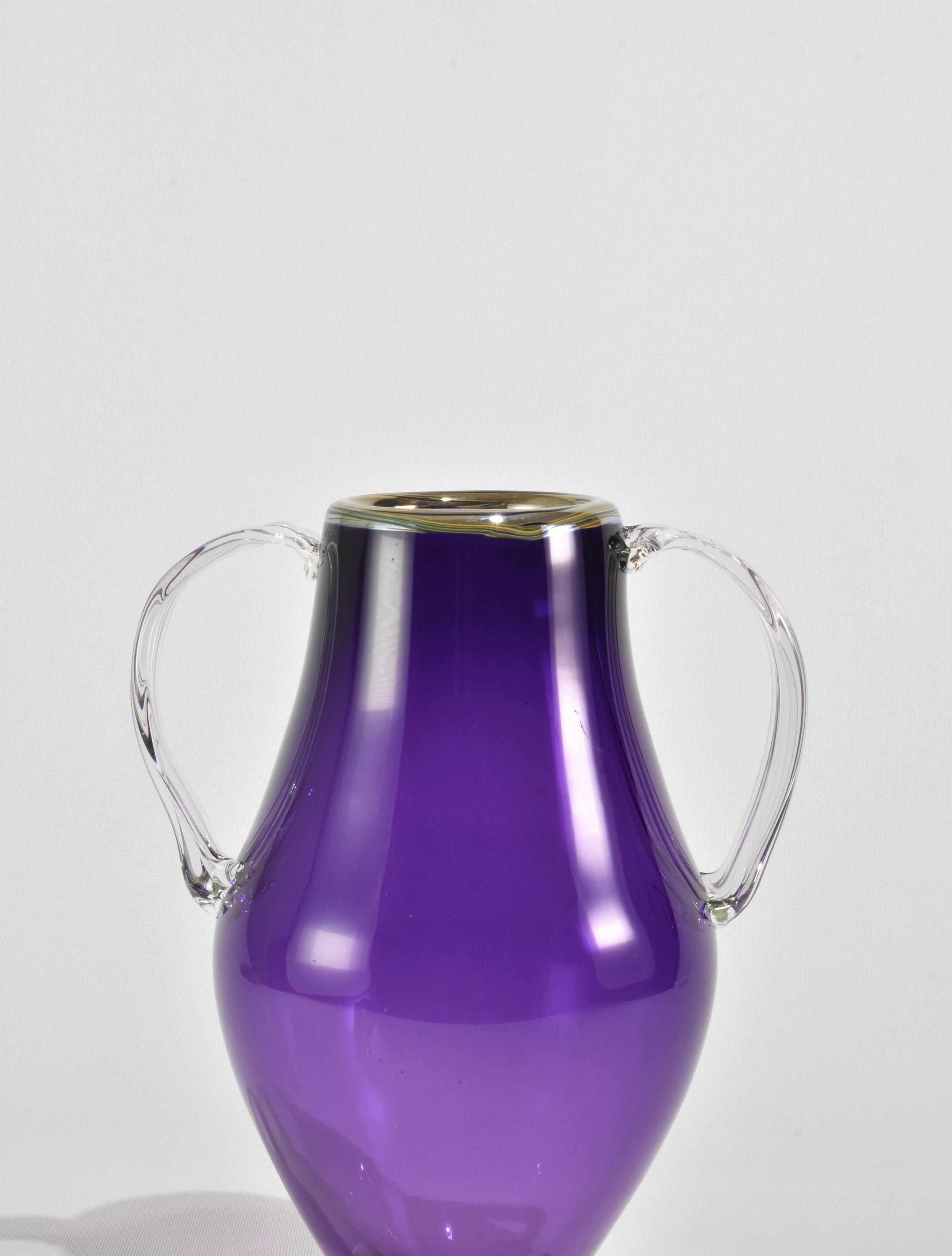 20th Century Purple Glass Amphora Vase For Sale
