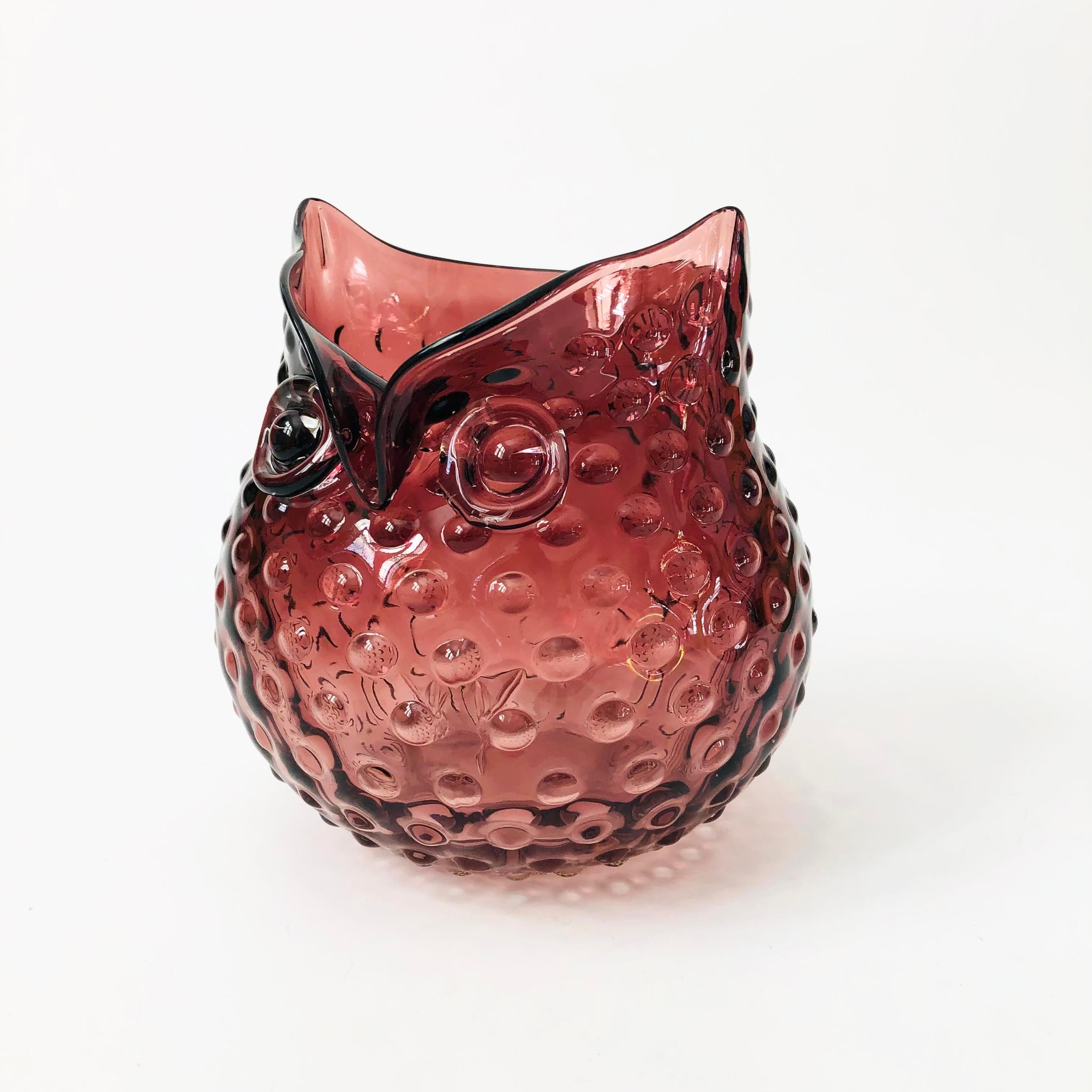 Purple Glass Owl Vase 1