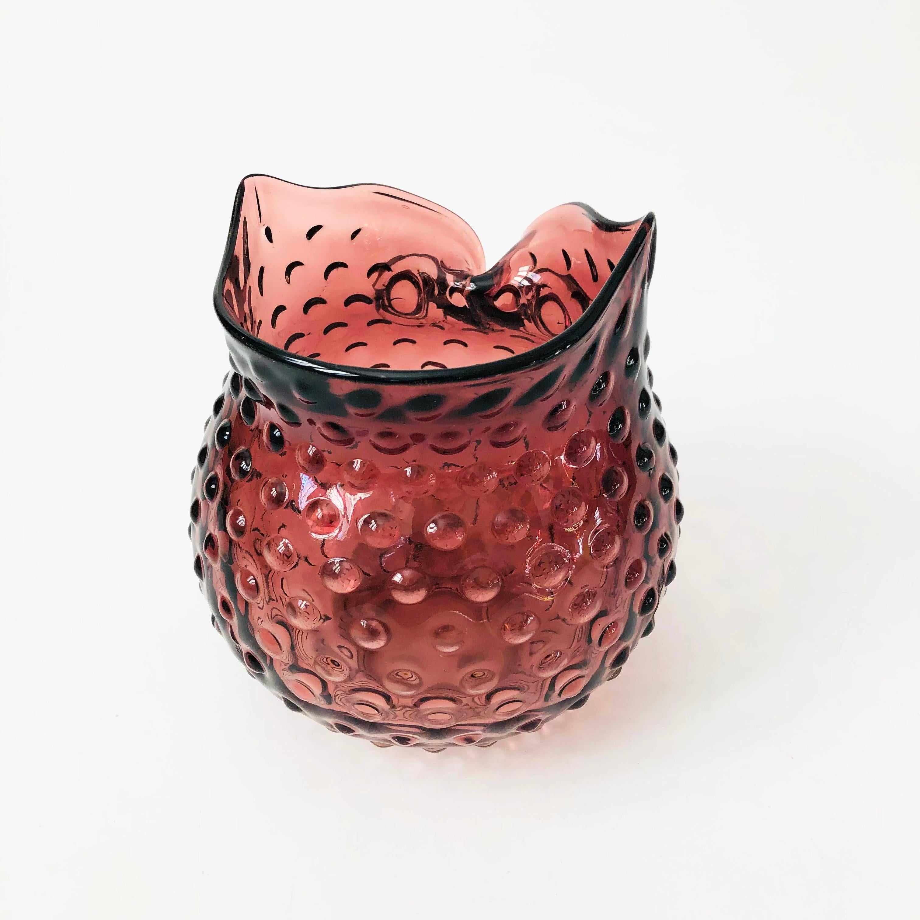 Purple Glass Owl Vase 2