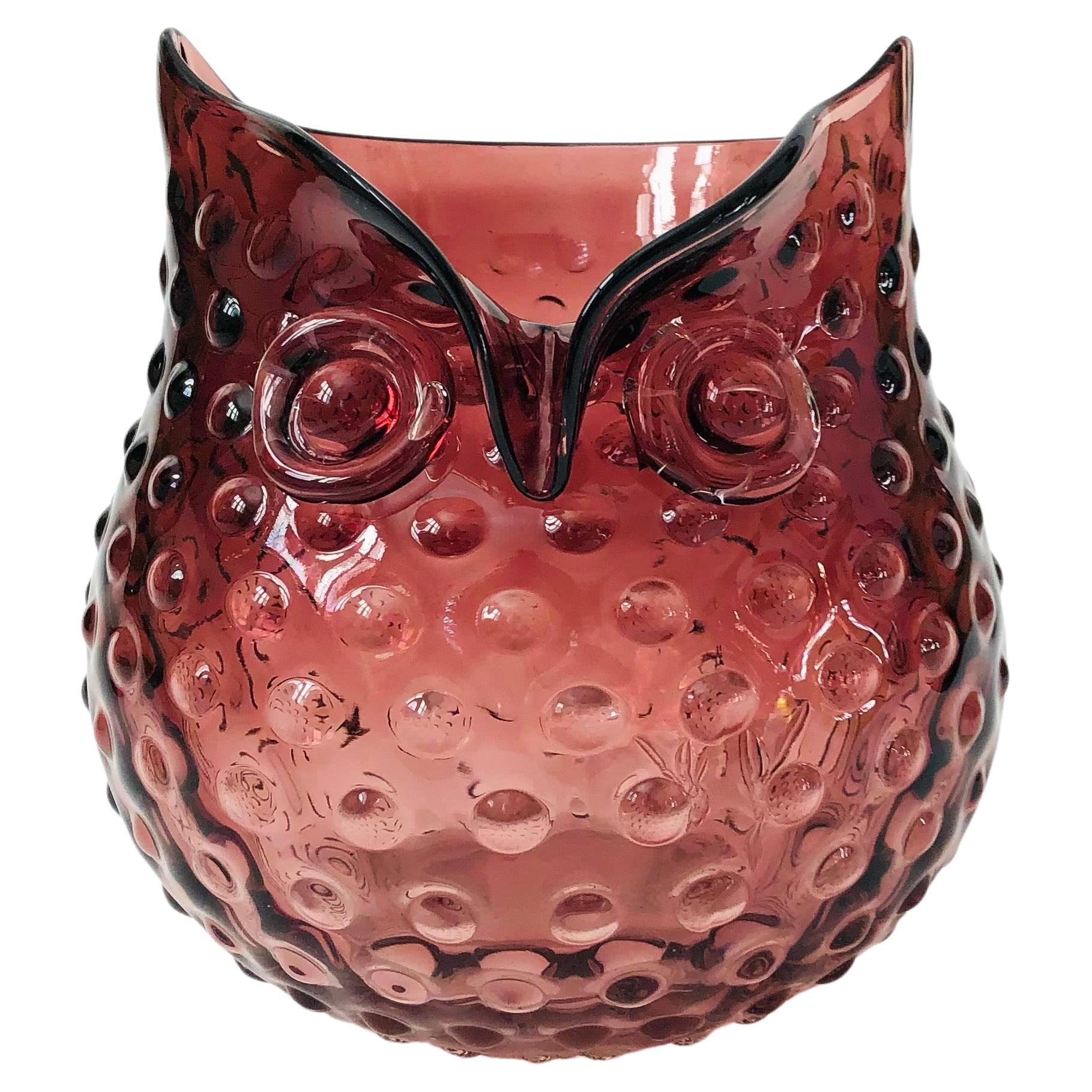 Purple Glass Owl Vase For Sale