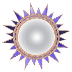 Purple Glass & Resin Convex Mirror.