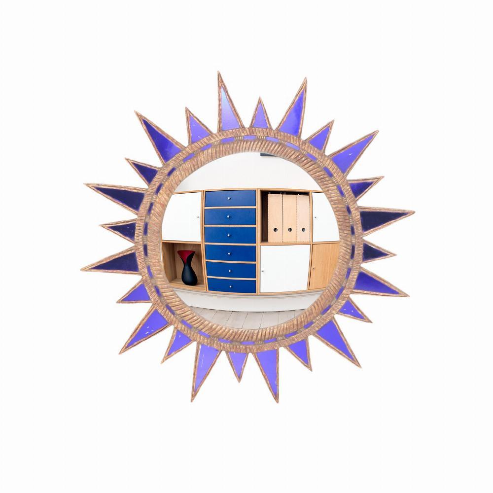 Argentine Purple Glass & Resin Convex Mirror. For Sale