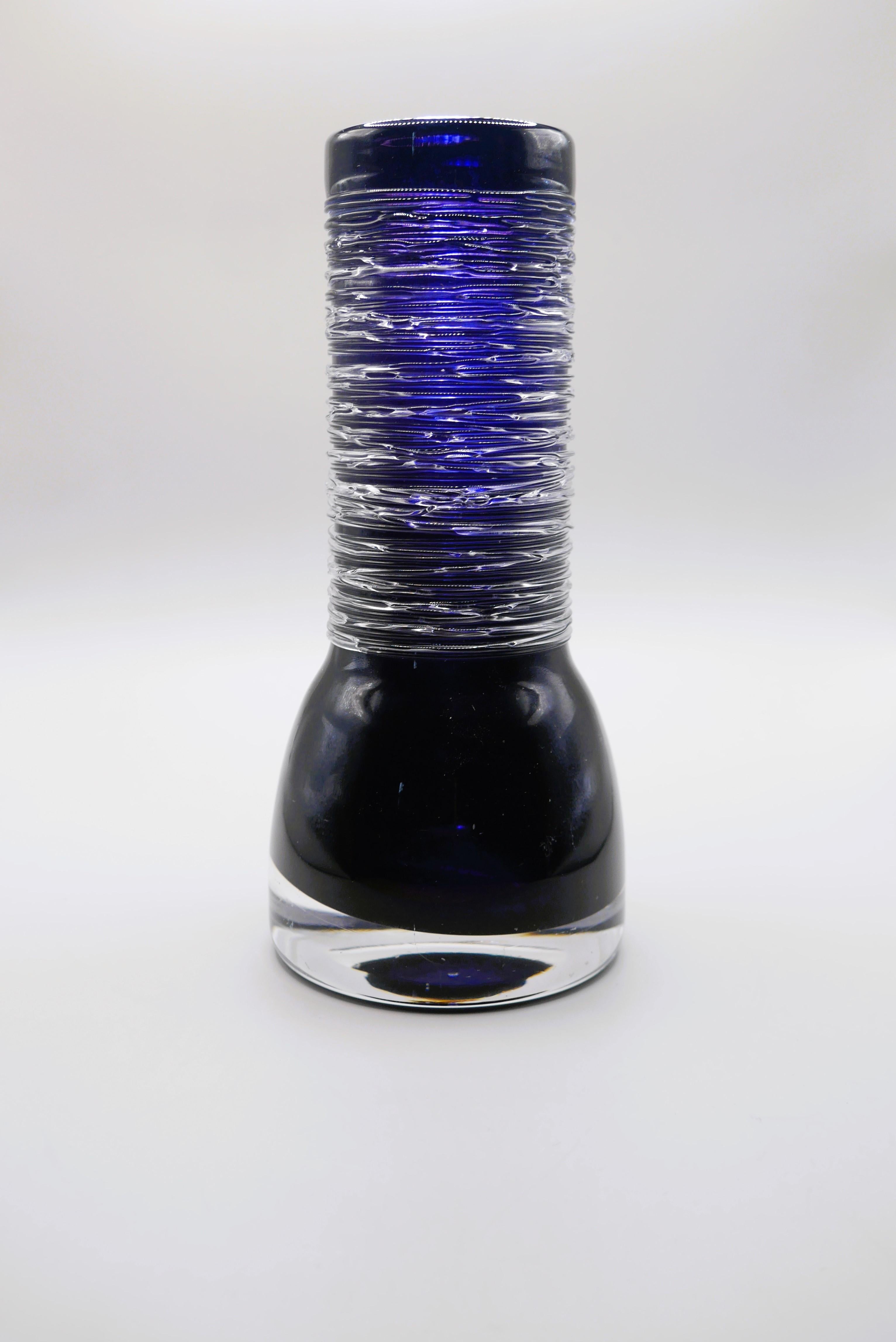 Purple Glass Vase by Bengt Edenfalk for Skruf, Sweden, 1970s, Signed and Dated For Sale 2
