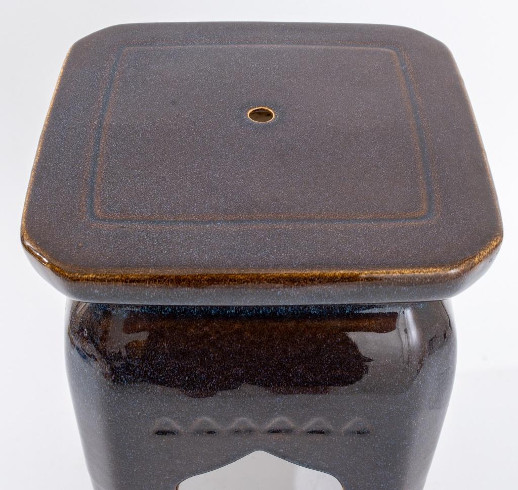Contemporary Purple Glazed Ceramic Garden Seats, Pair