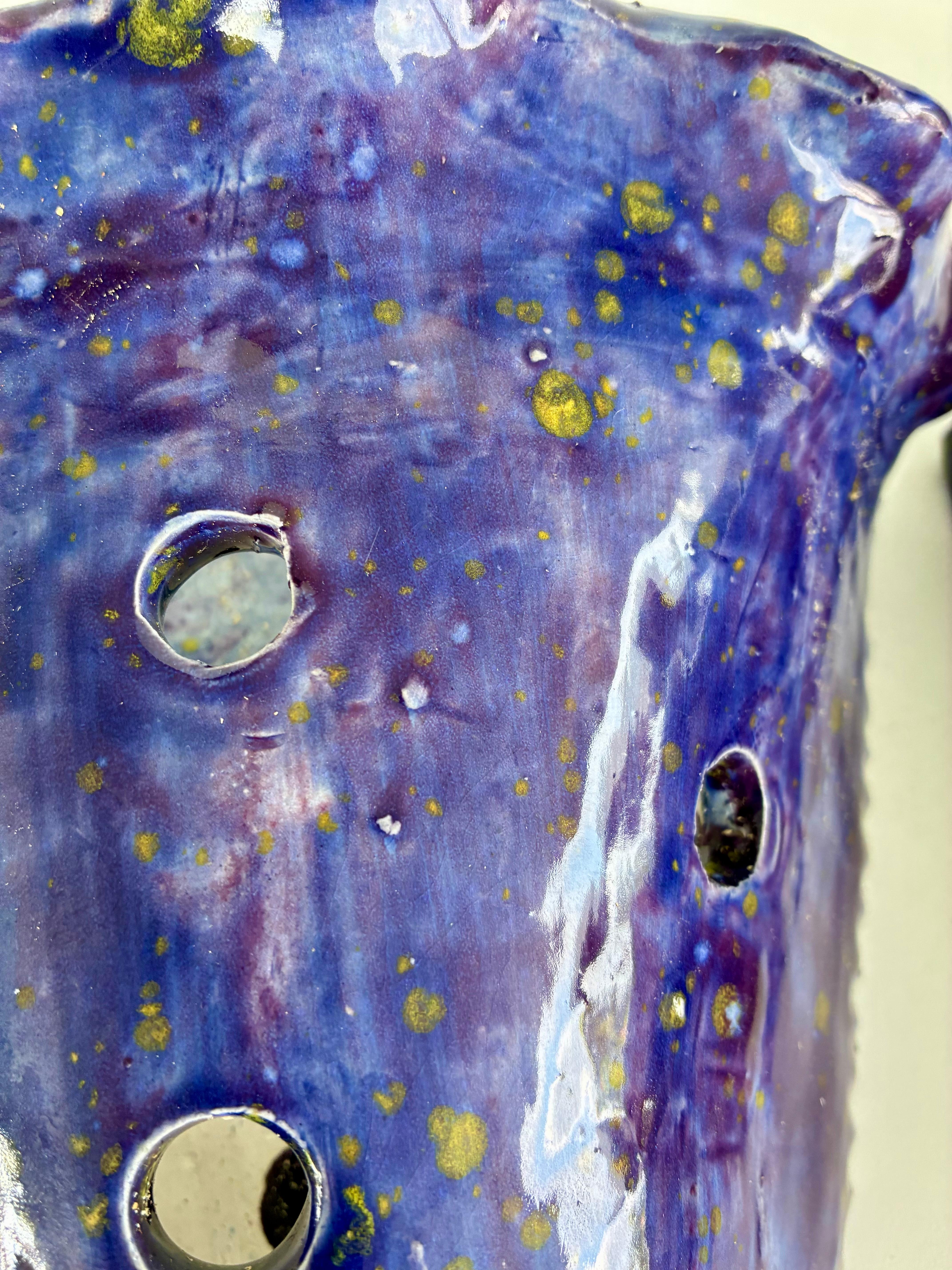 Lila glasierte keramische Wandtaschen von Miami Künstler Rexx Fischer (amerikanisch) im Angebot