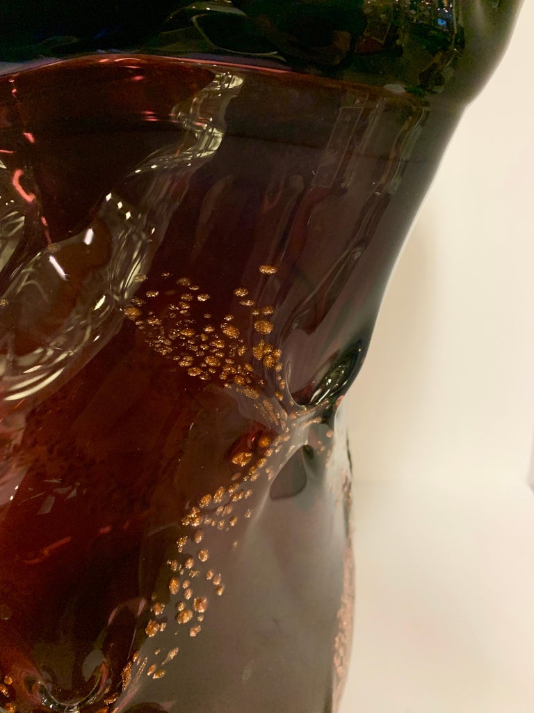 Purple and Gold Art Glass Centerpiece Vase For Sale at 1stDibs