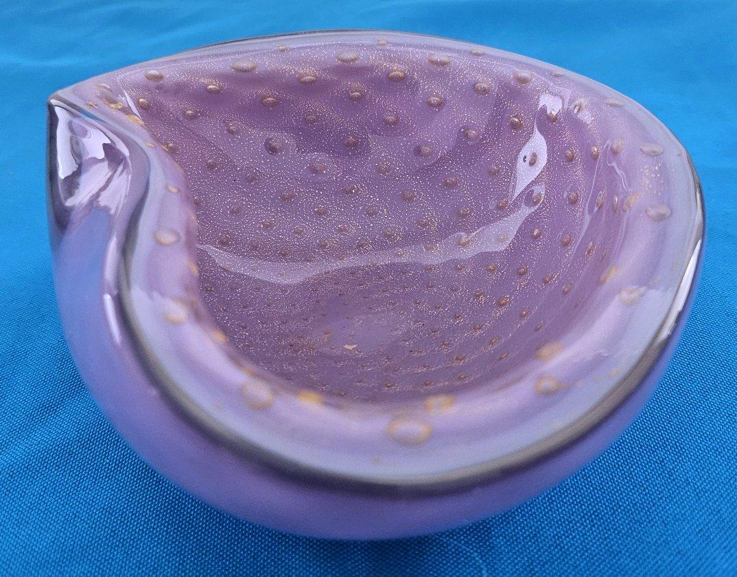 Cuenco Bullicante de Cristal de Murano Polveri Violeta y Dorado de Alfredo Barbini en venta 3