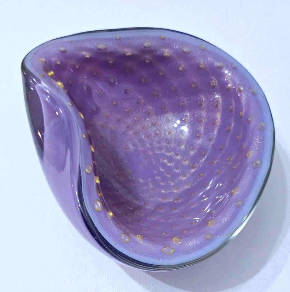 Cuenco Bullicante de Cristal de Murano Polveri Violeta y Dorado de Alfredo Barbini en venta 2