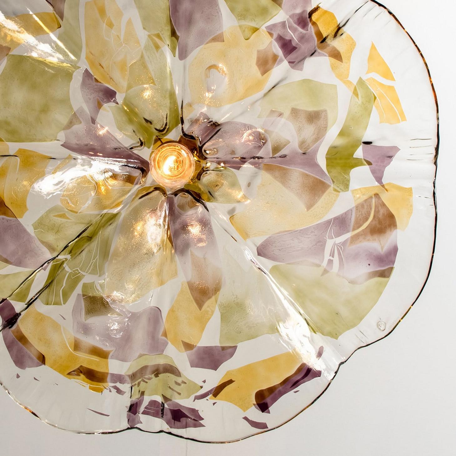 Purple, Green and Yellow Murano Glass Pendant by VeArt, 1980s For Sale 5